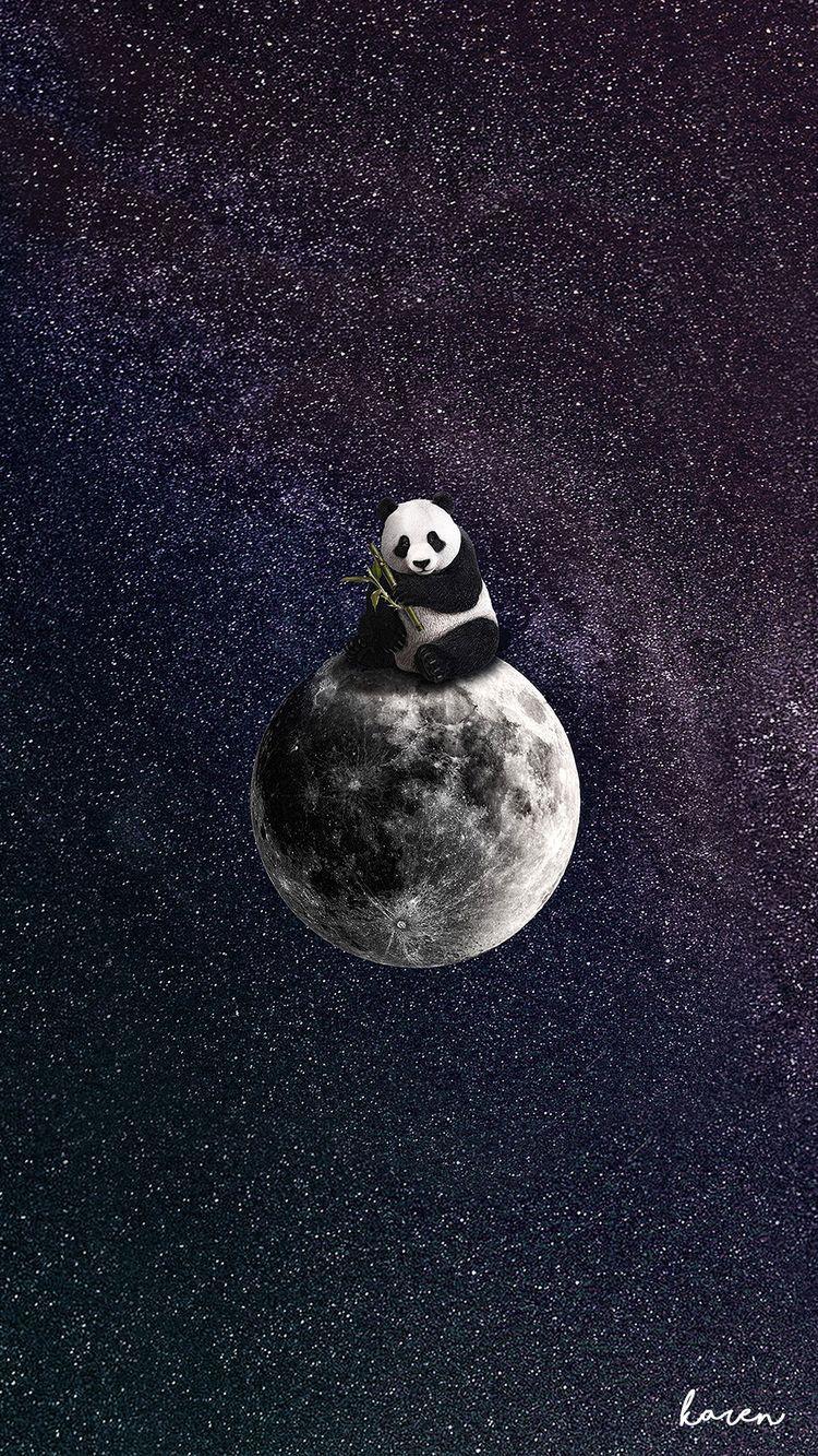 750x1333 on the moon.in the sky!. Fondos de pantalla panda, Panda fondos, Arte de panda
