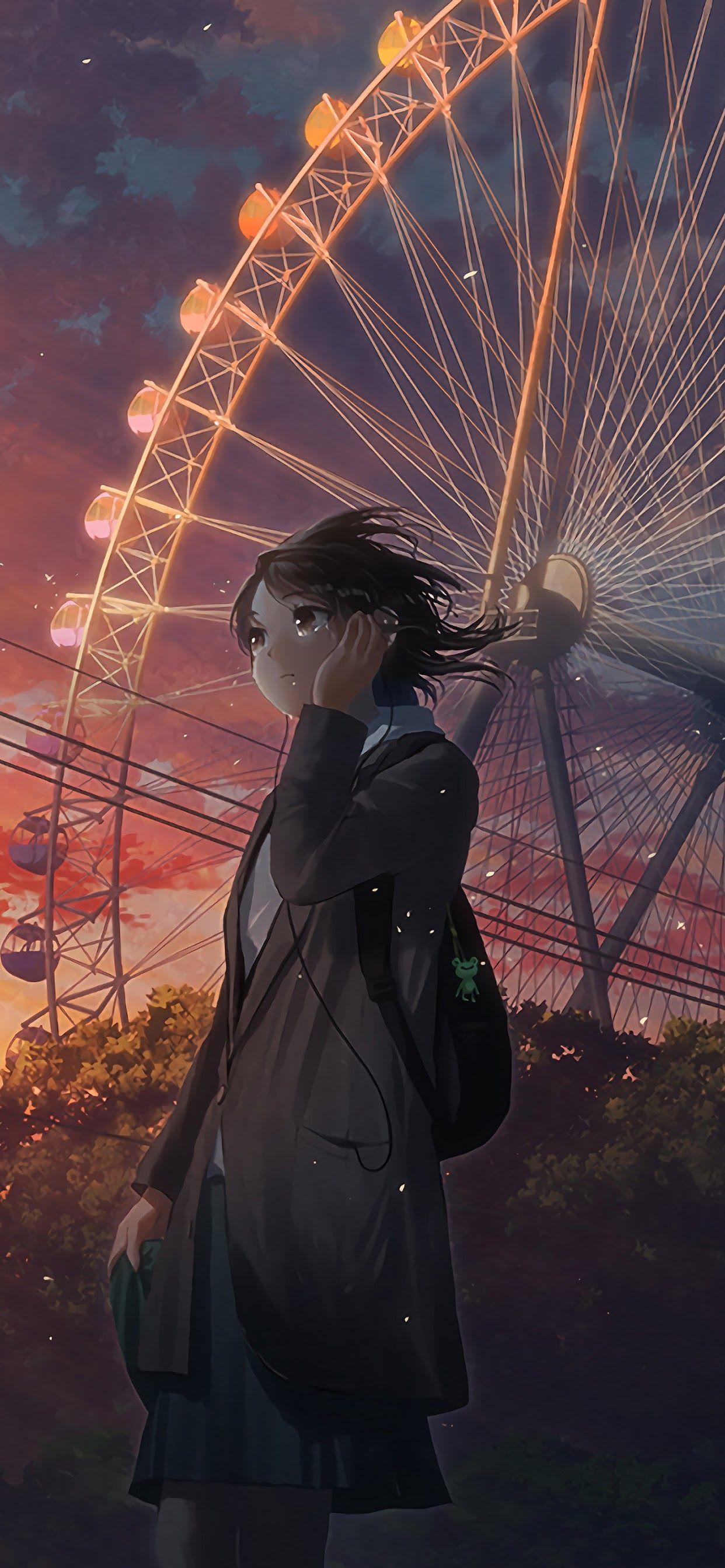 1242x2688 Anime Girl Crying 4K Wallpaper