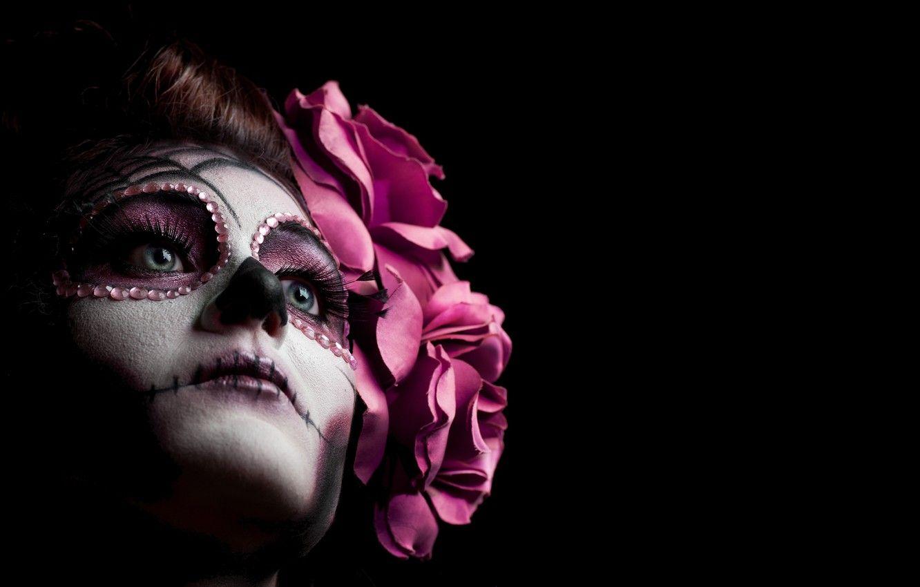 1332x850 Wallpaper woman, makeup, pink sugar skull image for desktop, section девушки