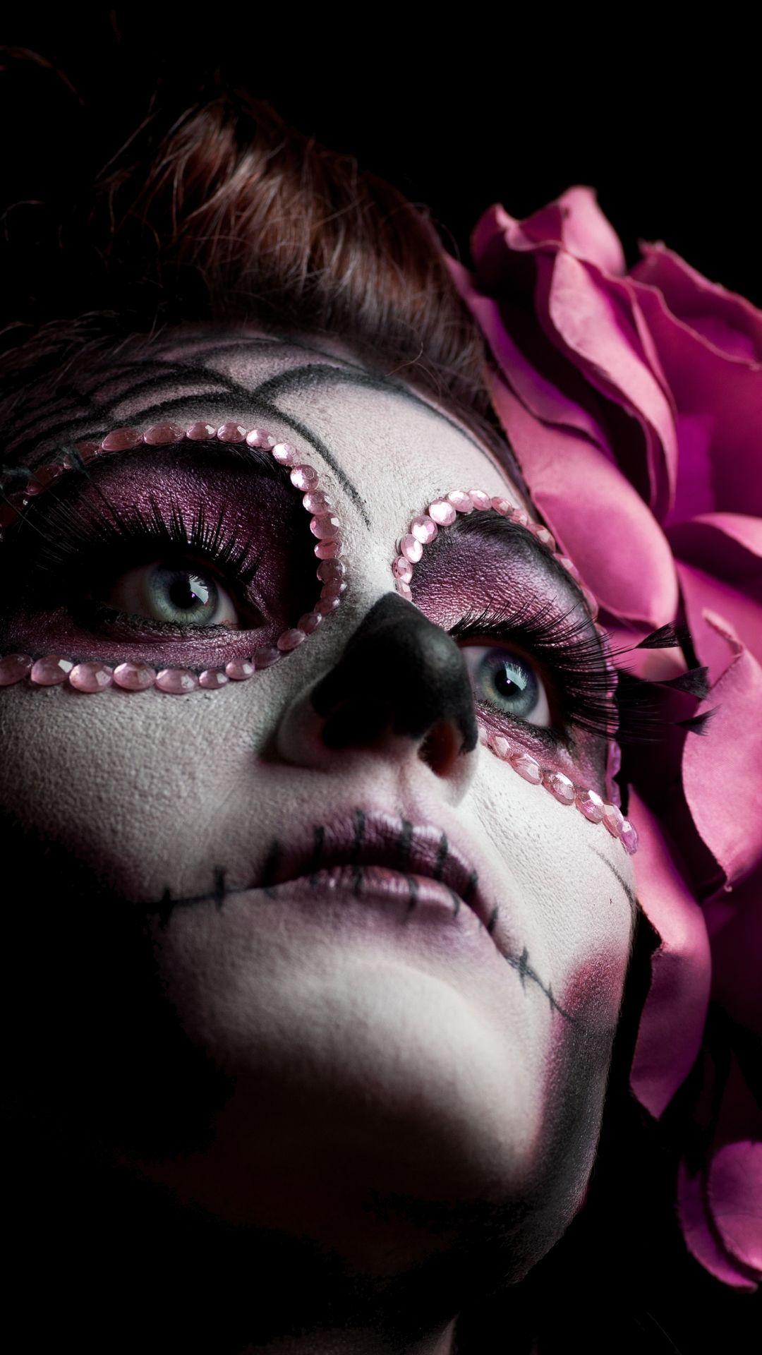 1080x1920 Background Pink Sugar Skull