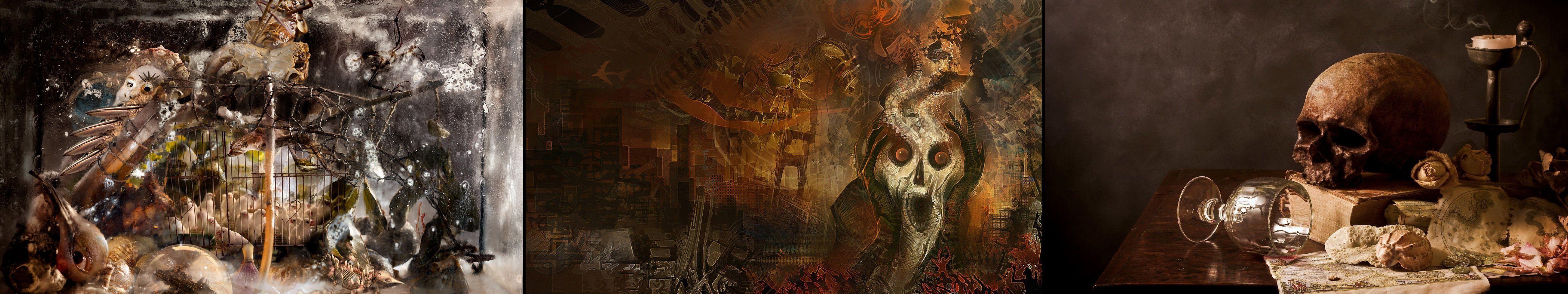 5760x1080 triple, Monitor, Multi, Multiple, Screen, Art, Dark, Skull, Crane Wallpaper HD / Desktop and Mobile Background
