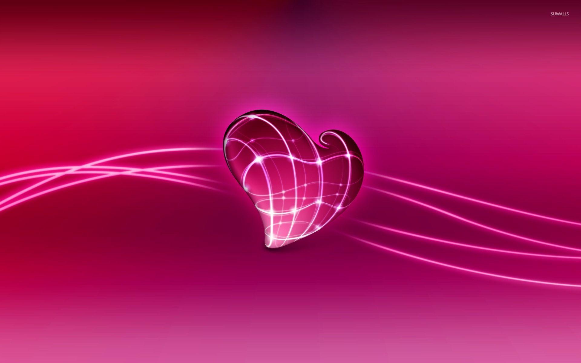 1920x1200 Đèn neon trên hình nền trái tim màu hồng - Hình nền nghệ thuật số