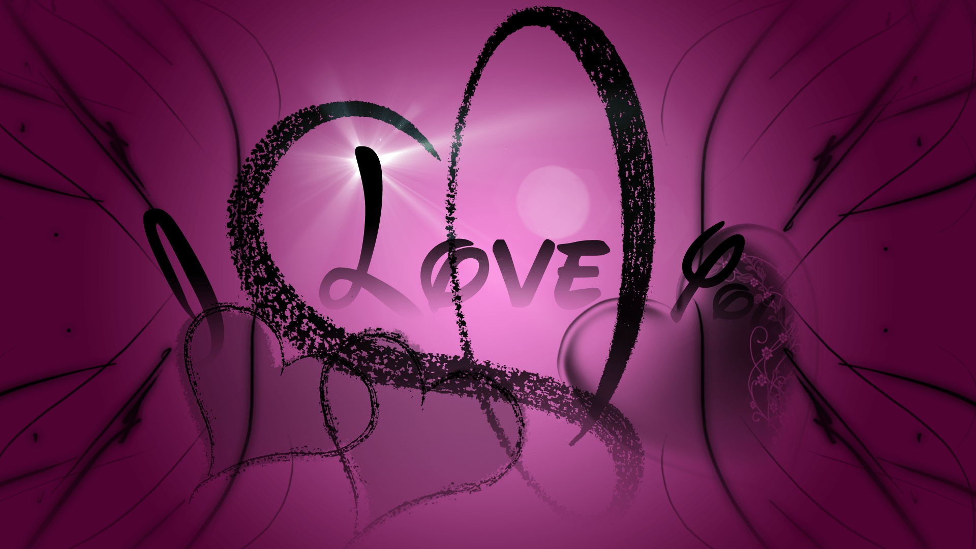 1920x1080 Purple Broken Heart with Black Background .