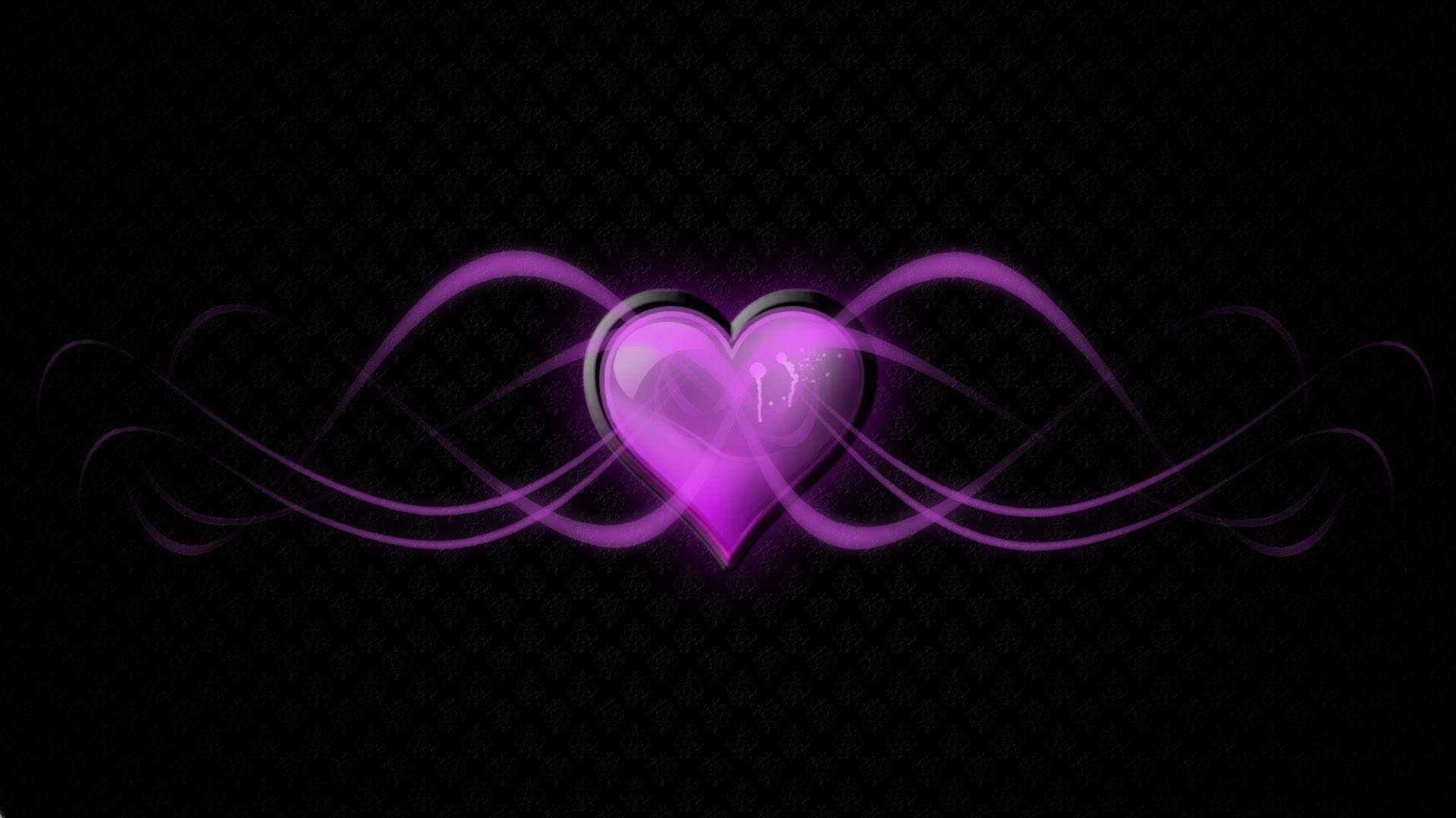 1920x1080 Wallpaper Purple Heart Black Background