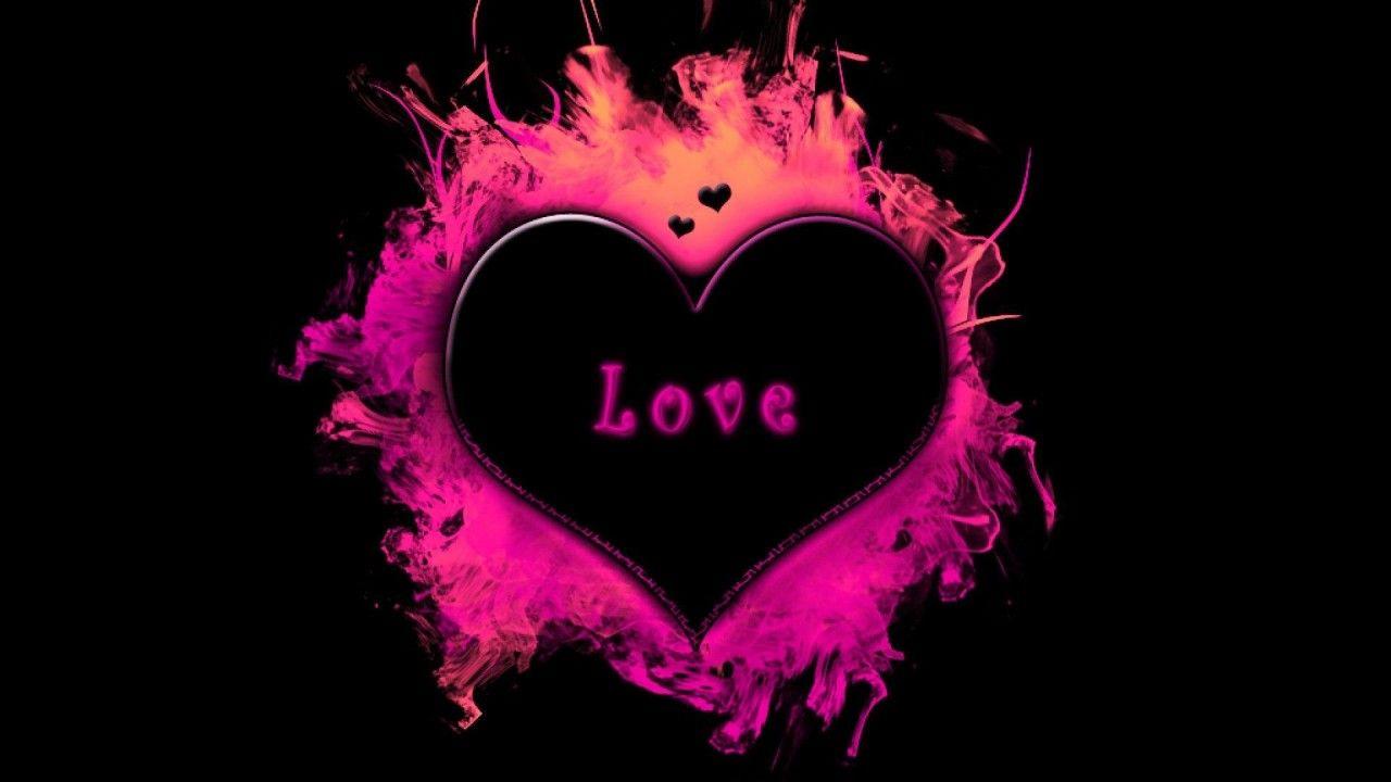 1280x720 Black Heart With Purple Love Word HD Heart Wallpaper</a> Wallpaper