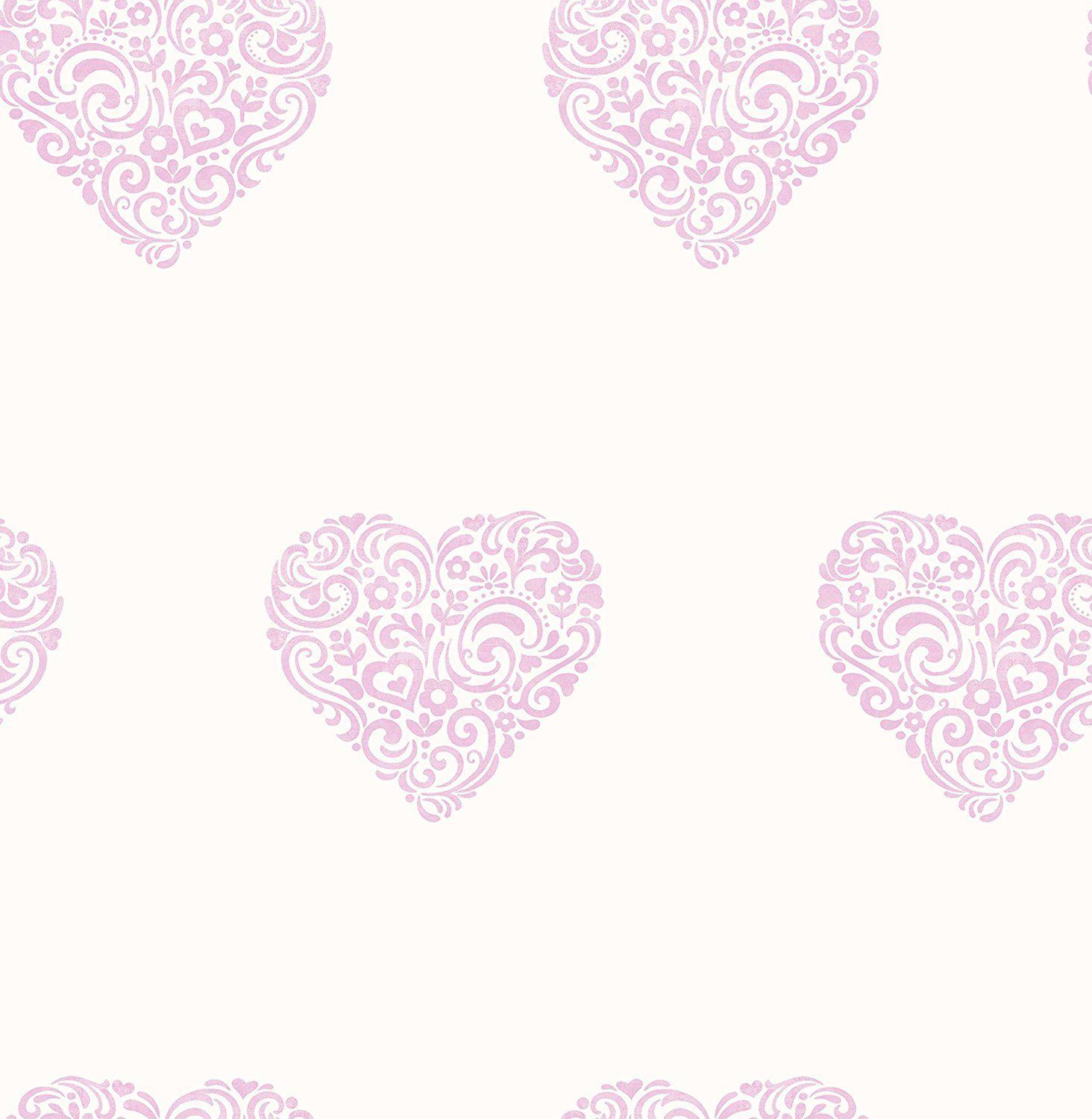 1464x1500 Decorline DL21115 Carousel Hearts Wallpaper, Pink .uk