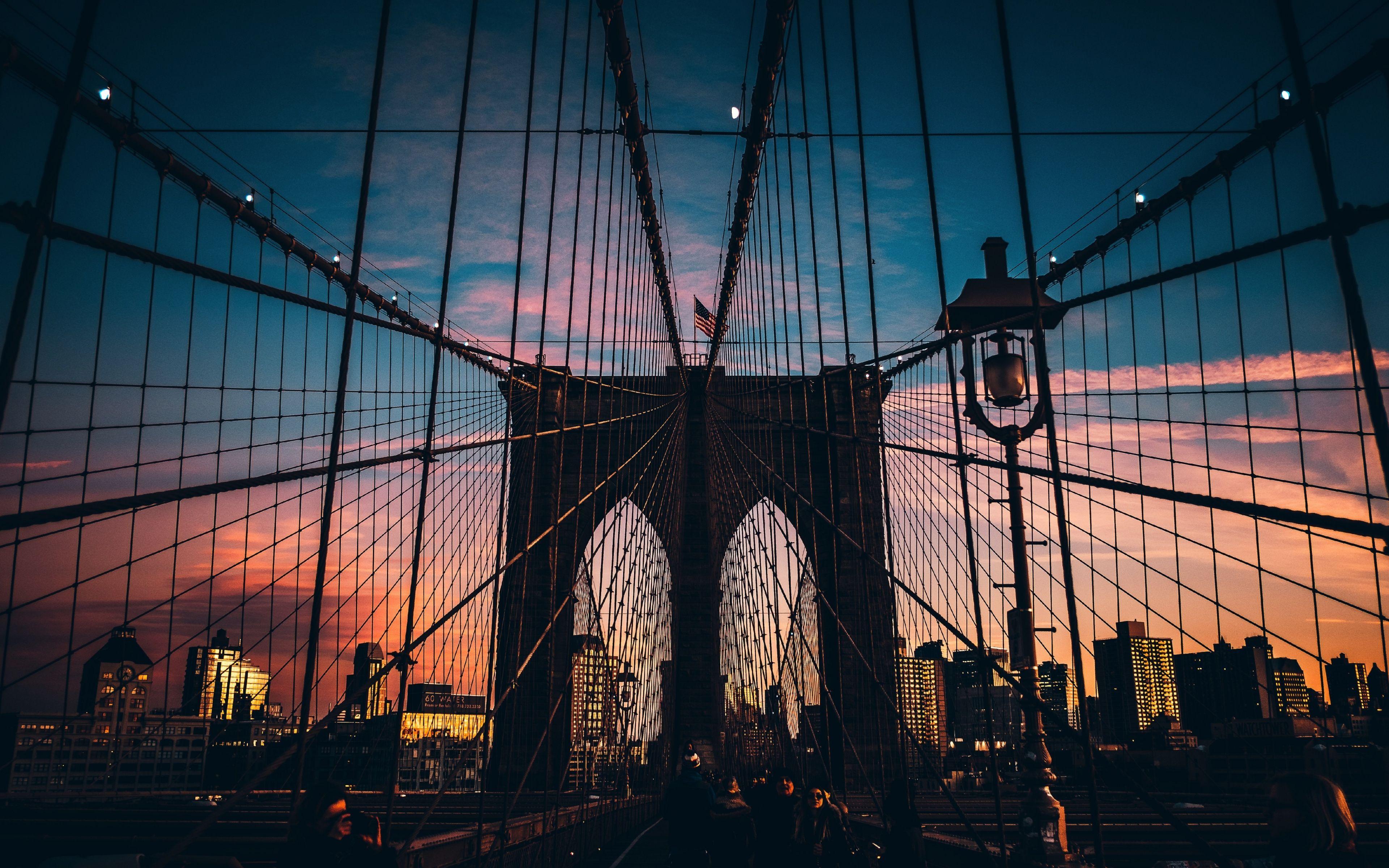3840x2400 Download 3840x2400 wallpaper suspension bridge, architecture, brooklyn bridge, sunset, 4k, ultra HD 16: widescreen, 3840x2400 HD image, background, 2823