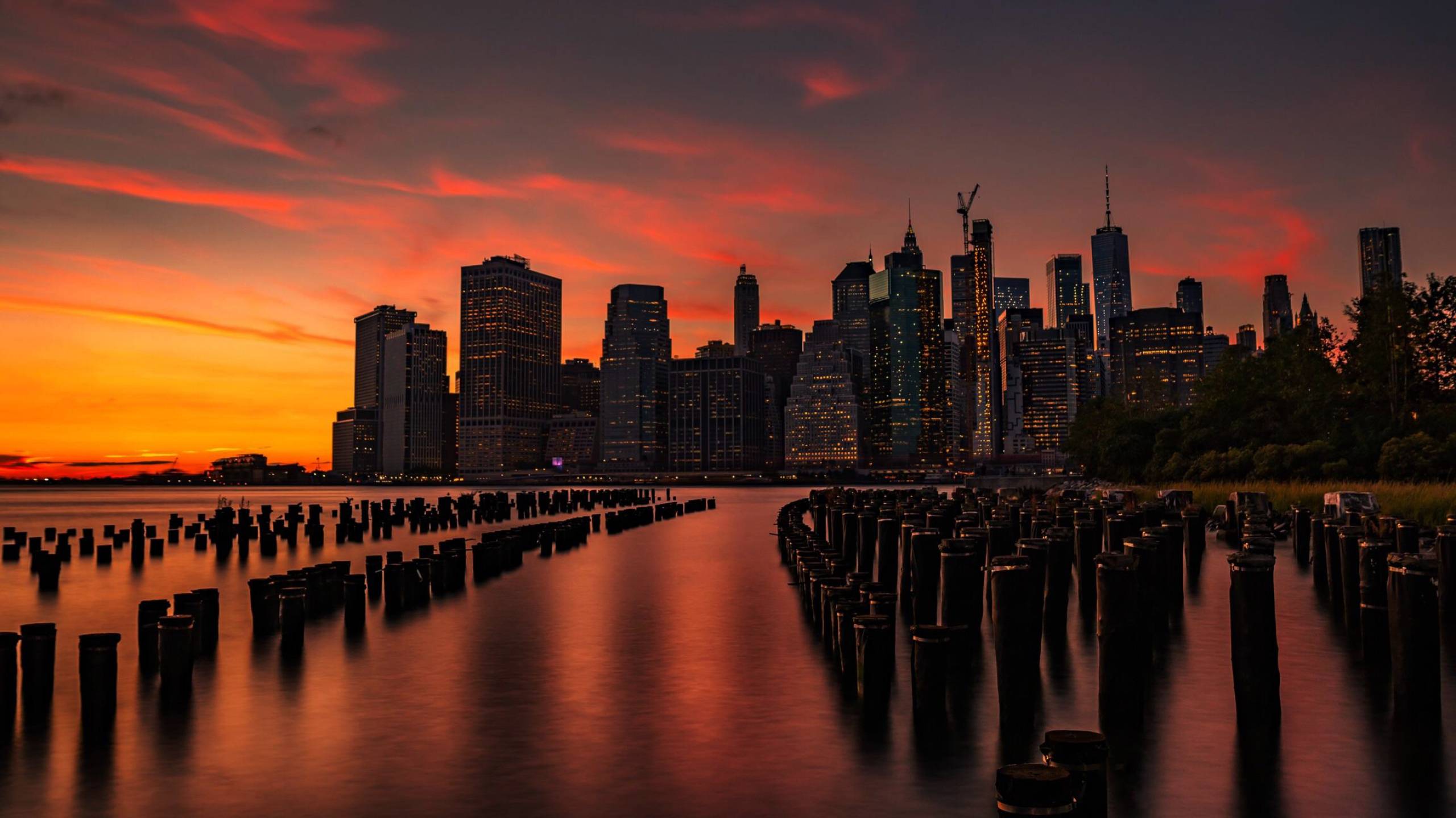 2560x1440 Sunset New York City Wallpaper HD