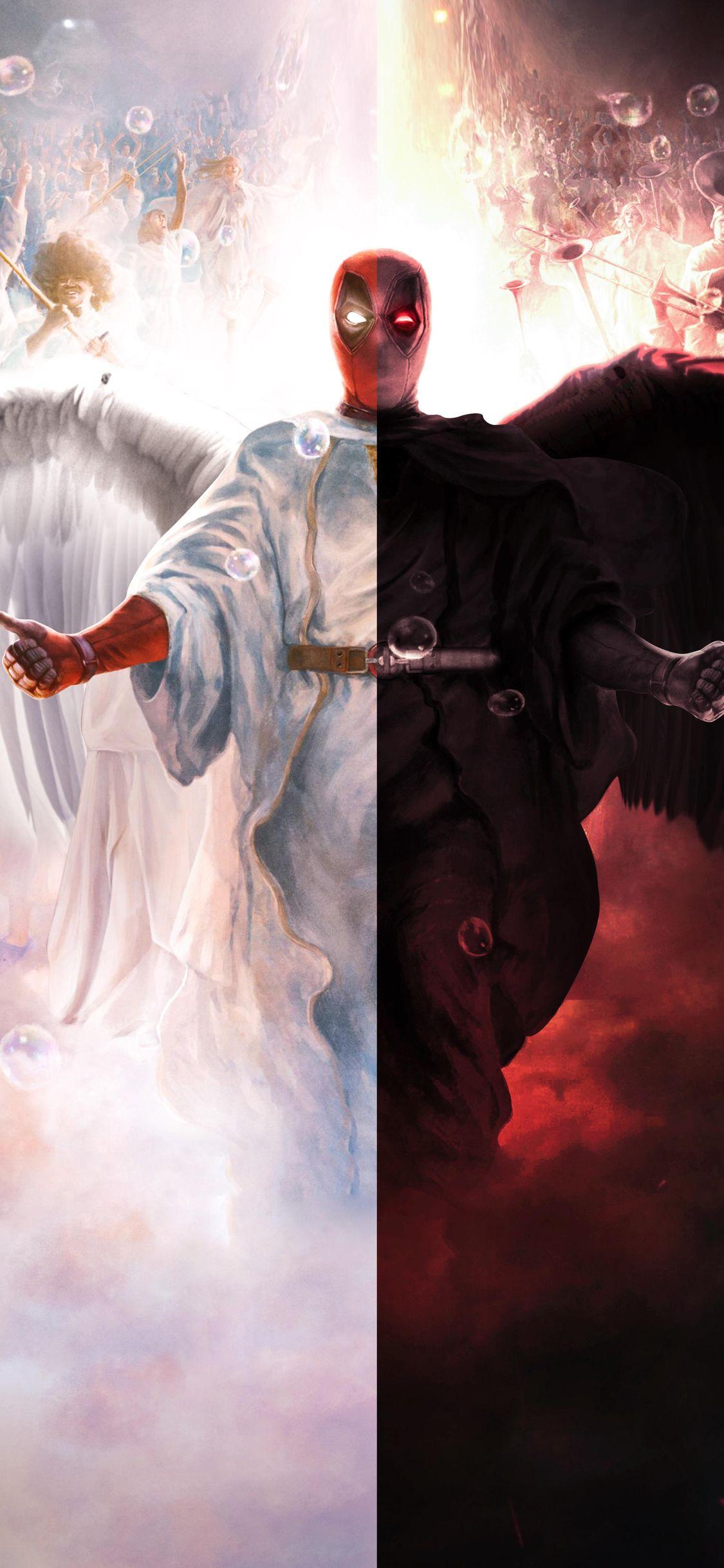 1125x2436 Deadpool Devil And Angel iPhone XS, iPhone iPhone X HD 4k Wallpaper, Image, Background, Photo and Picture