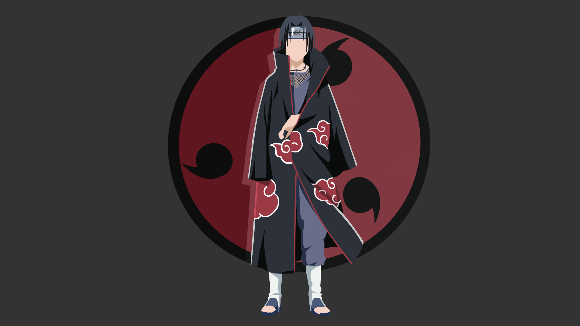 1920x1080 Akatsuki Naruto Itachi Uchiha Minimalist Naruto Uchiha Clan Wallpaper:1920x1080