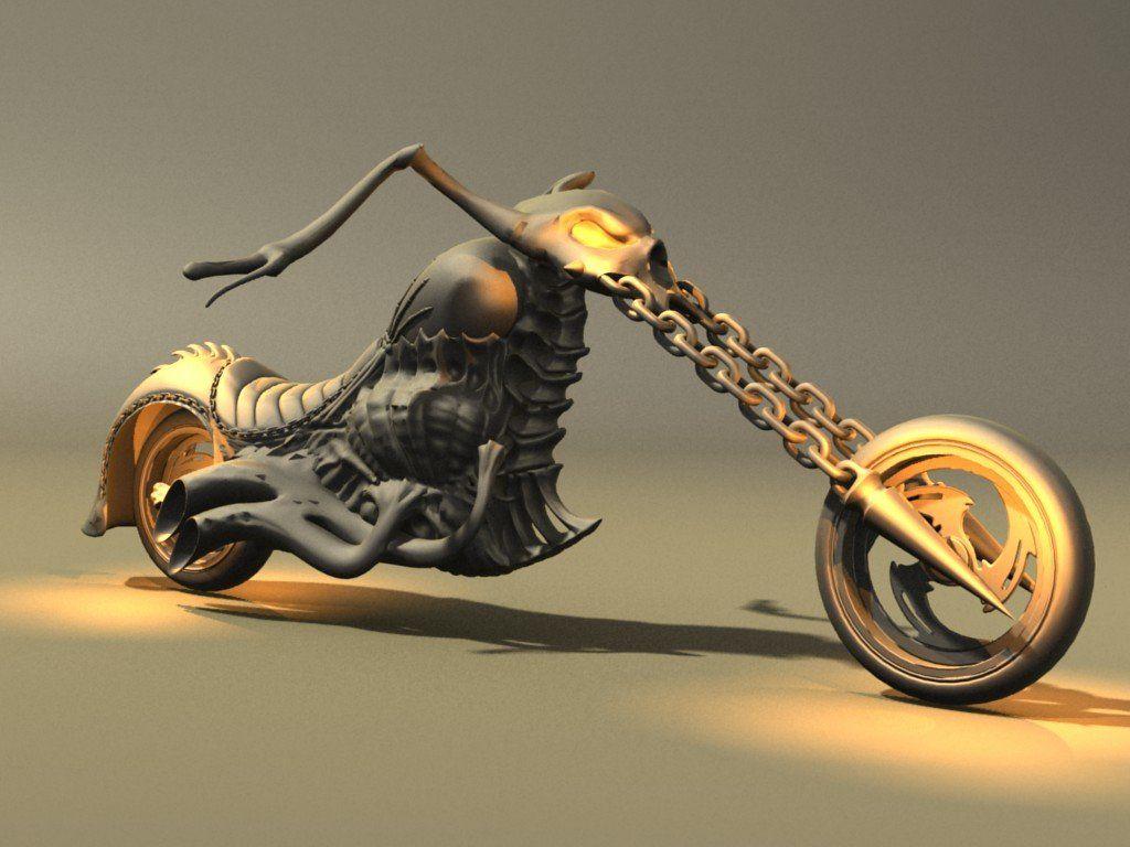 1024x768 Ghost Rider Bike Wallpaper