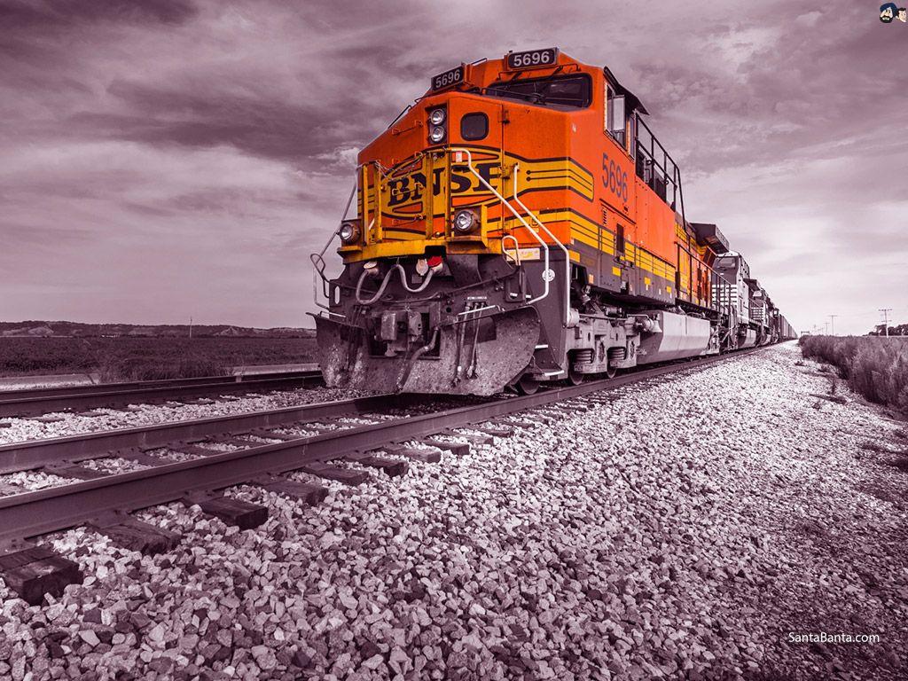 1024x768 BNSF Train by one of the largest freight railroad networks in North America