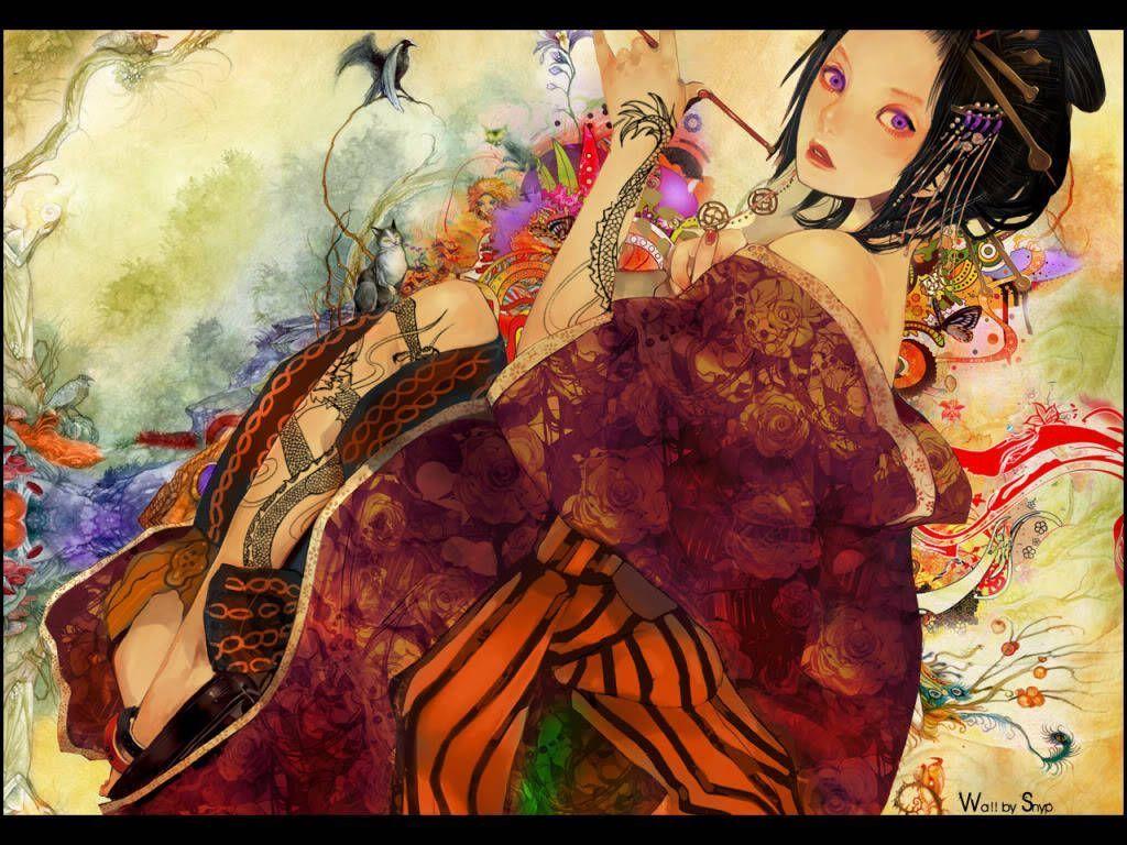 1024x768 Geisha Wallpaper