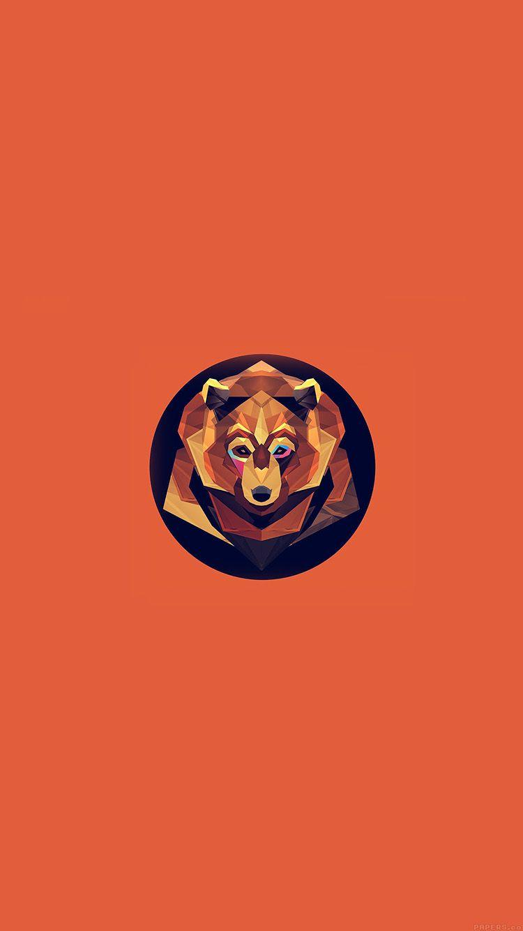 750x1334 iPhone wallpaper. bear polygon art animal orange