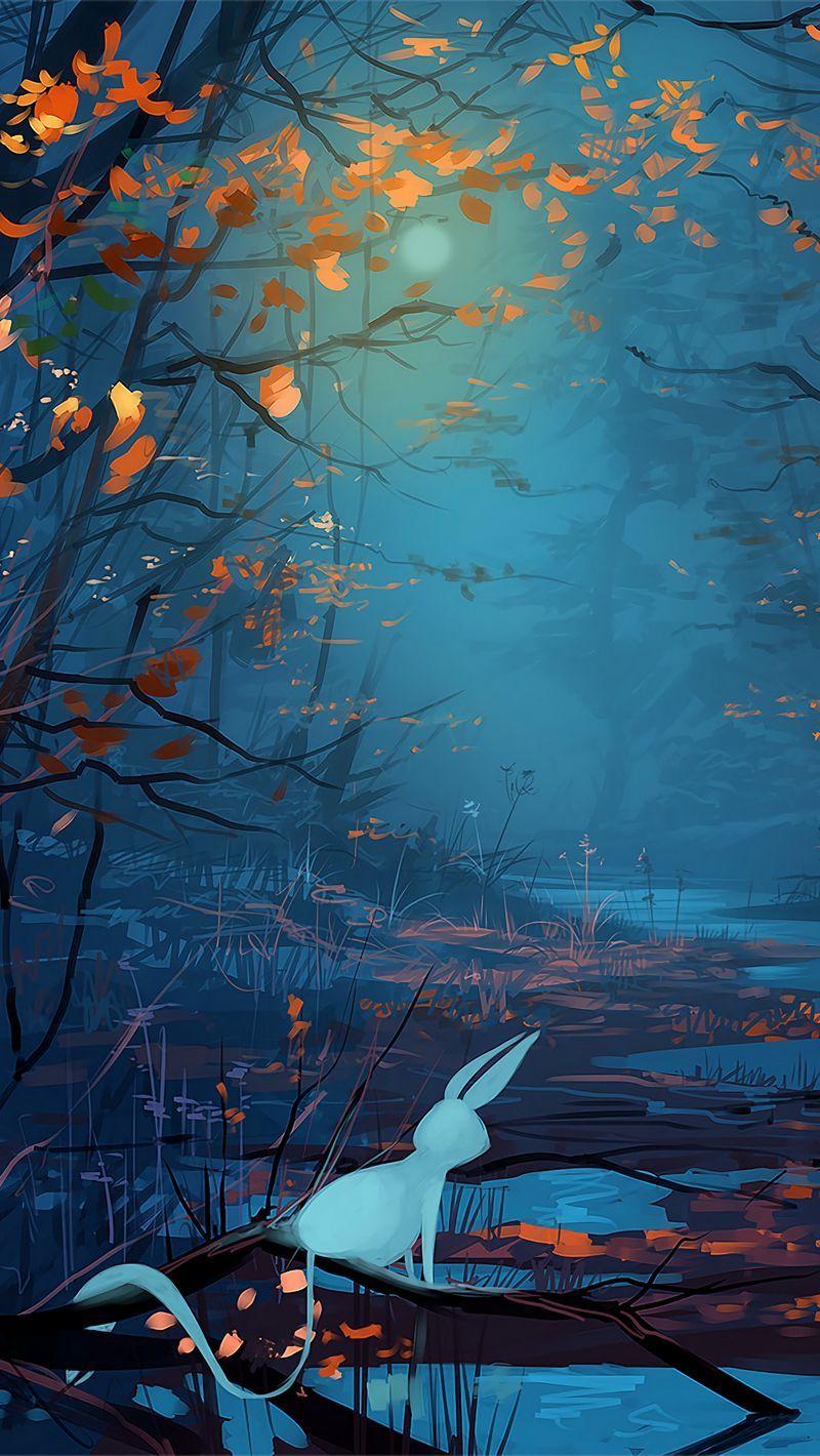 800x1420 Download Wallpaper 800x1420 Silhouette, Forest, Animals, Art, River Iphone Se 5s 5c 5 For Parallax HD Background