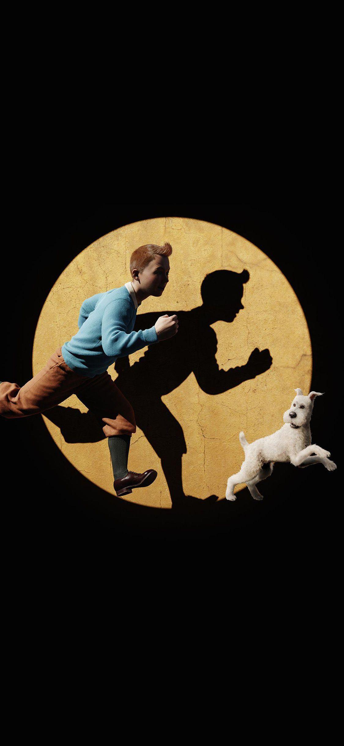 1125x2436 iPhone wallpaper. tintin 3D art dark illustration