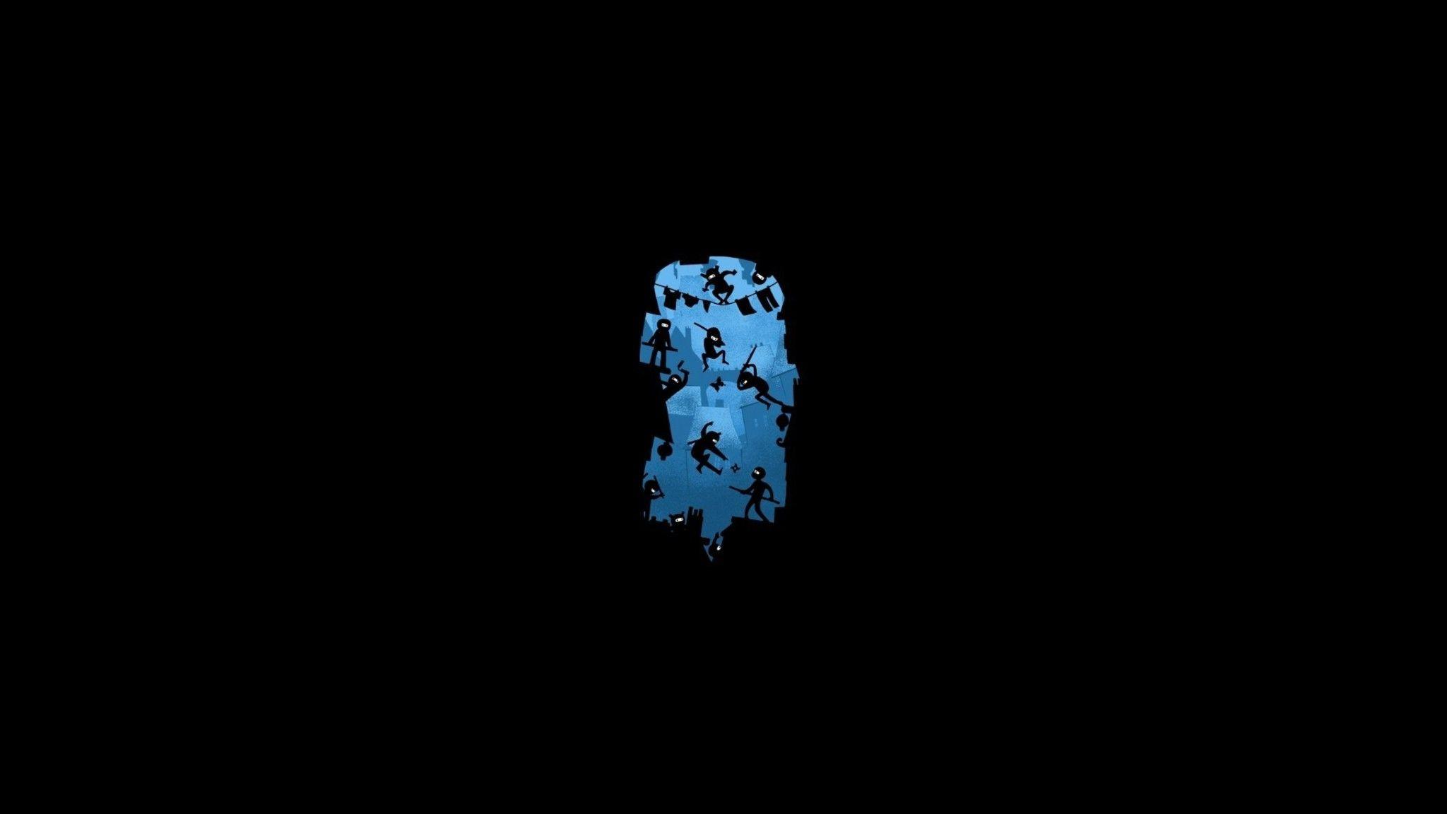 2048x1152 Abstract attack black background fight ninjas wallpaper