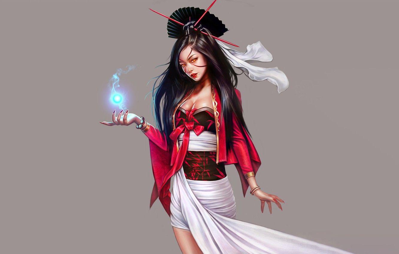 1332x850 Wallpaper Girl, Minimalism, Style, Asian, Girl, Magic, Background, Japanese, Art, Beautiful, Art, Asian, Style, Beautiful, Magic, Background image for desktop, section минимализм