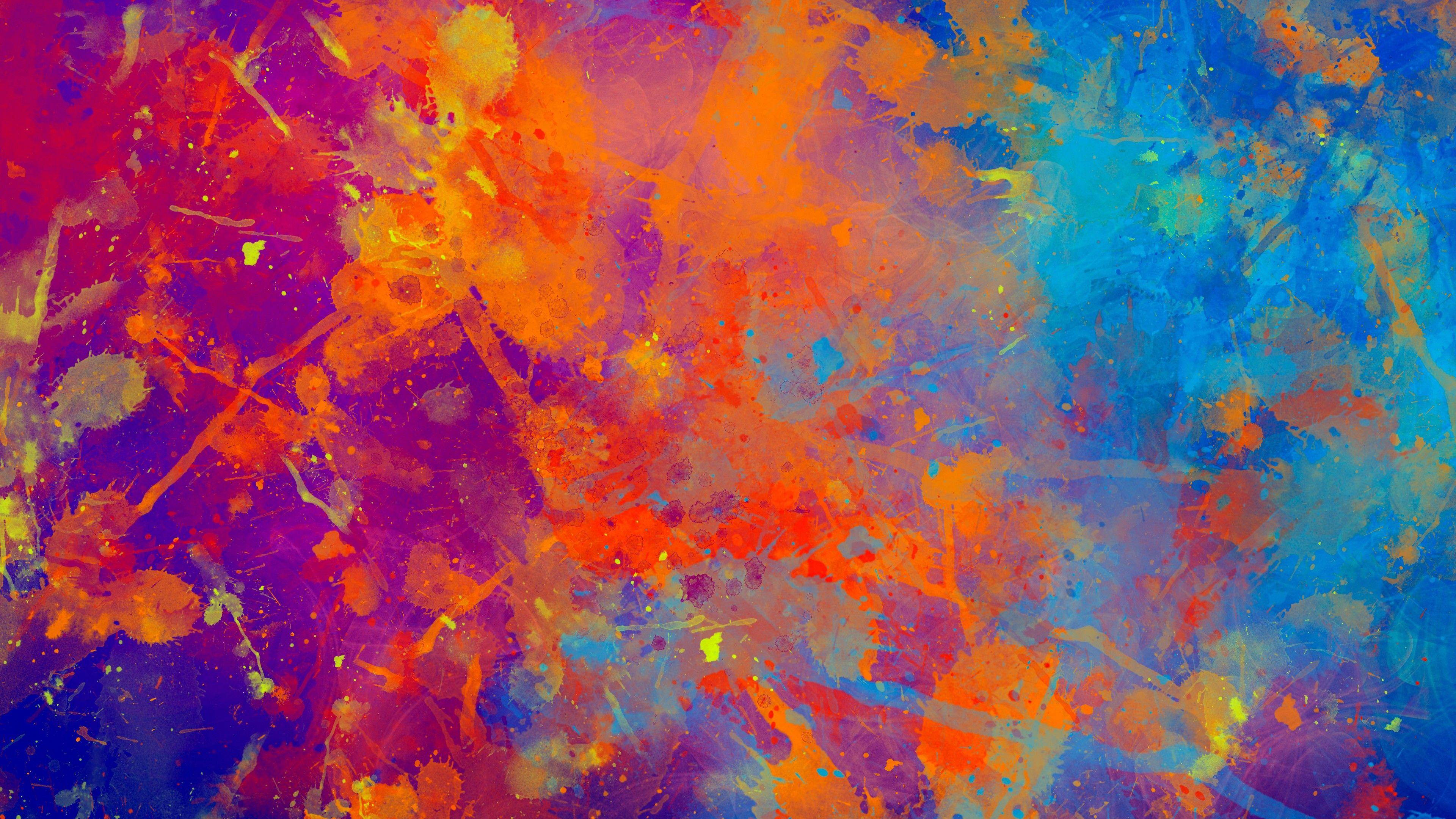 3840x2160 Colorful Paint Splash Abstract 4K HD Abstract Wallpaper