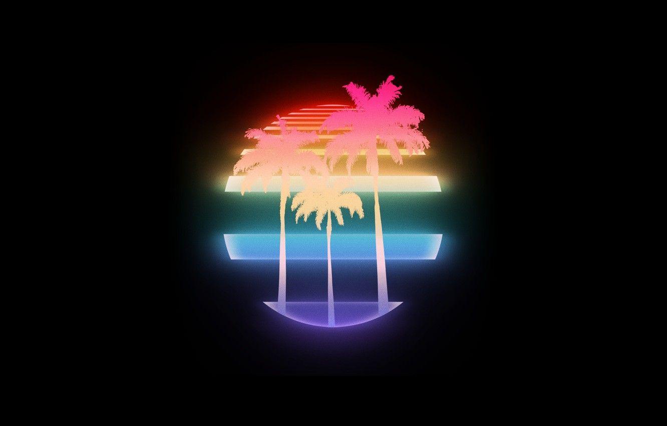 1332x850 Wallpaper Music, Neon, Palm Trees, Background, Electronic, Synthpop, Darkwave, Synth, Retrowave, Synth Pop, Synthwave, Synth Pop Image For Desktop, Section минимализм