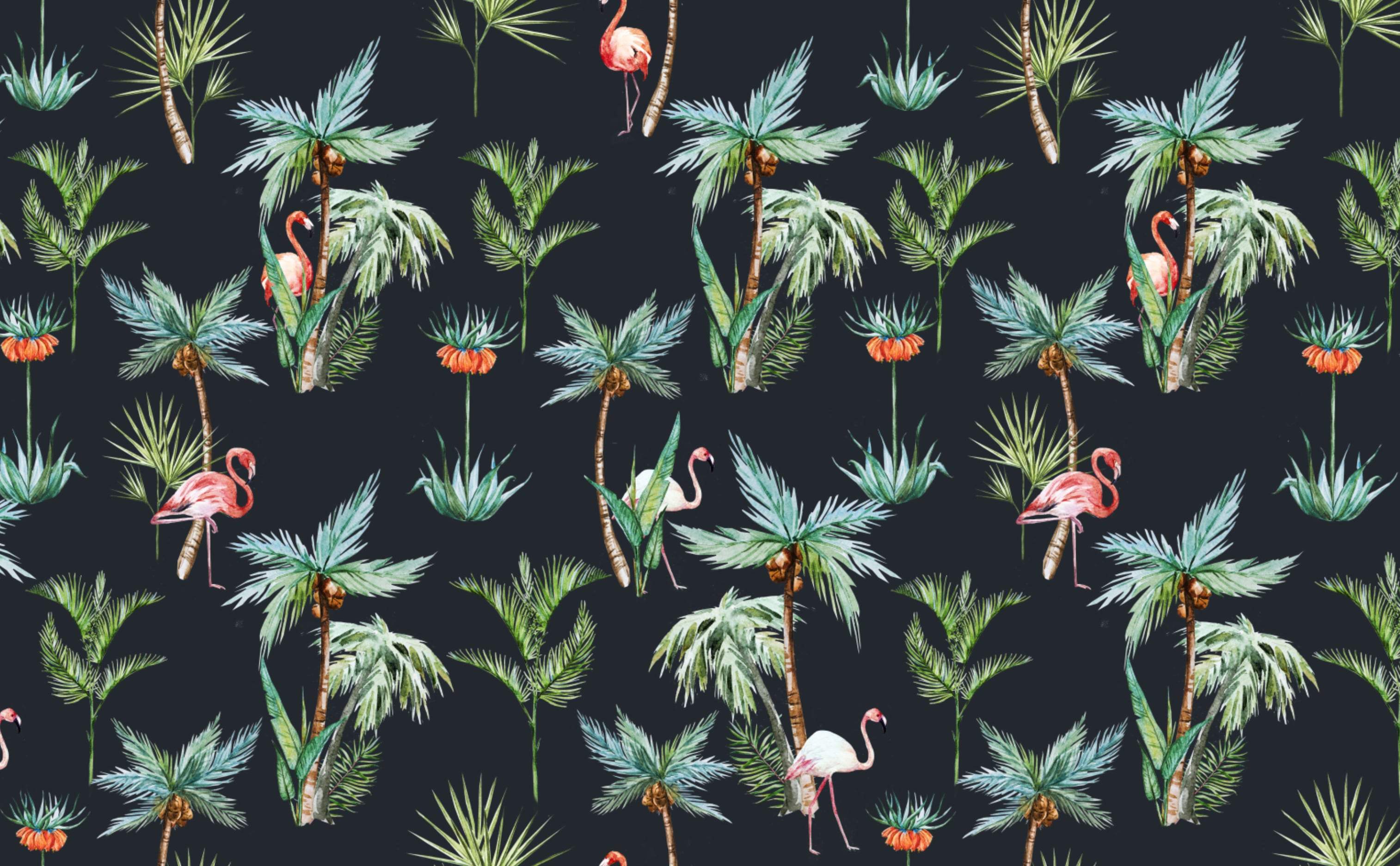 3028x1872 Flamingos & Palm Trees Wallpaper for Walls