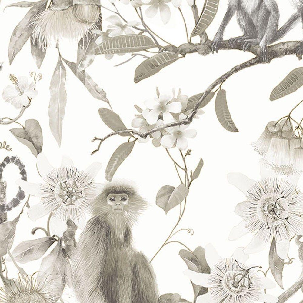 1000x1000 G67959 Textures Wallpaper By Patton Tropical Floral With Monkeys