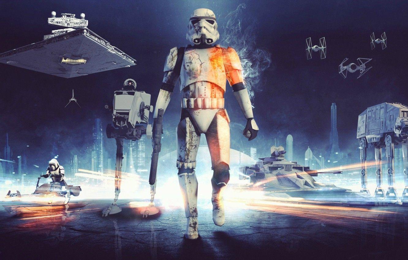1332x850 Wallpaper Game, Electronic Arts, AT AT, DICE, Scout Trooper, Attack, Stormtrooper, TIE Fighter, AT ST, Star Wars Battlefront, T 4a, TIE In, TX Attack Reconnaissance Image For Desktop, Section игры
