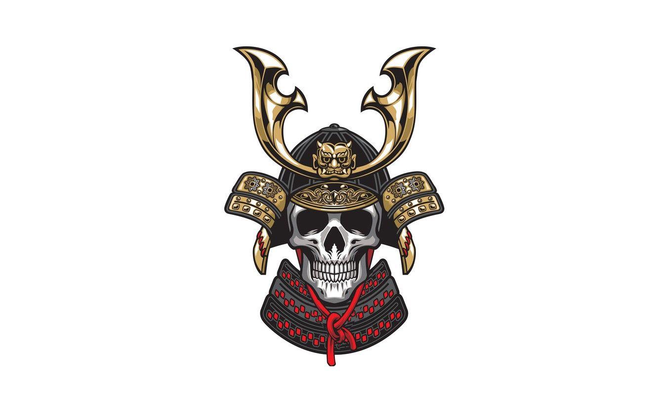 1332x850 Wallpaper skull, samurai, helmet image for desktop, section минимализм