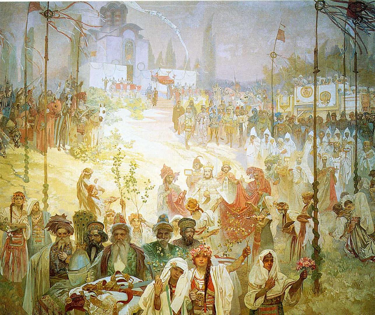 1286x1080 The Coronation Of The Serbian Tsar Stepan Dusan As East Roman Emperor Mucha Wallpaper Image