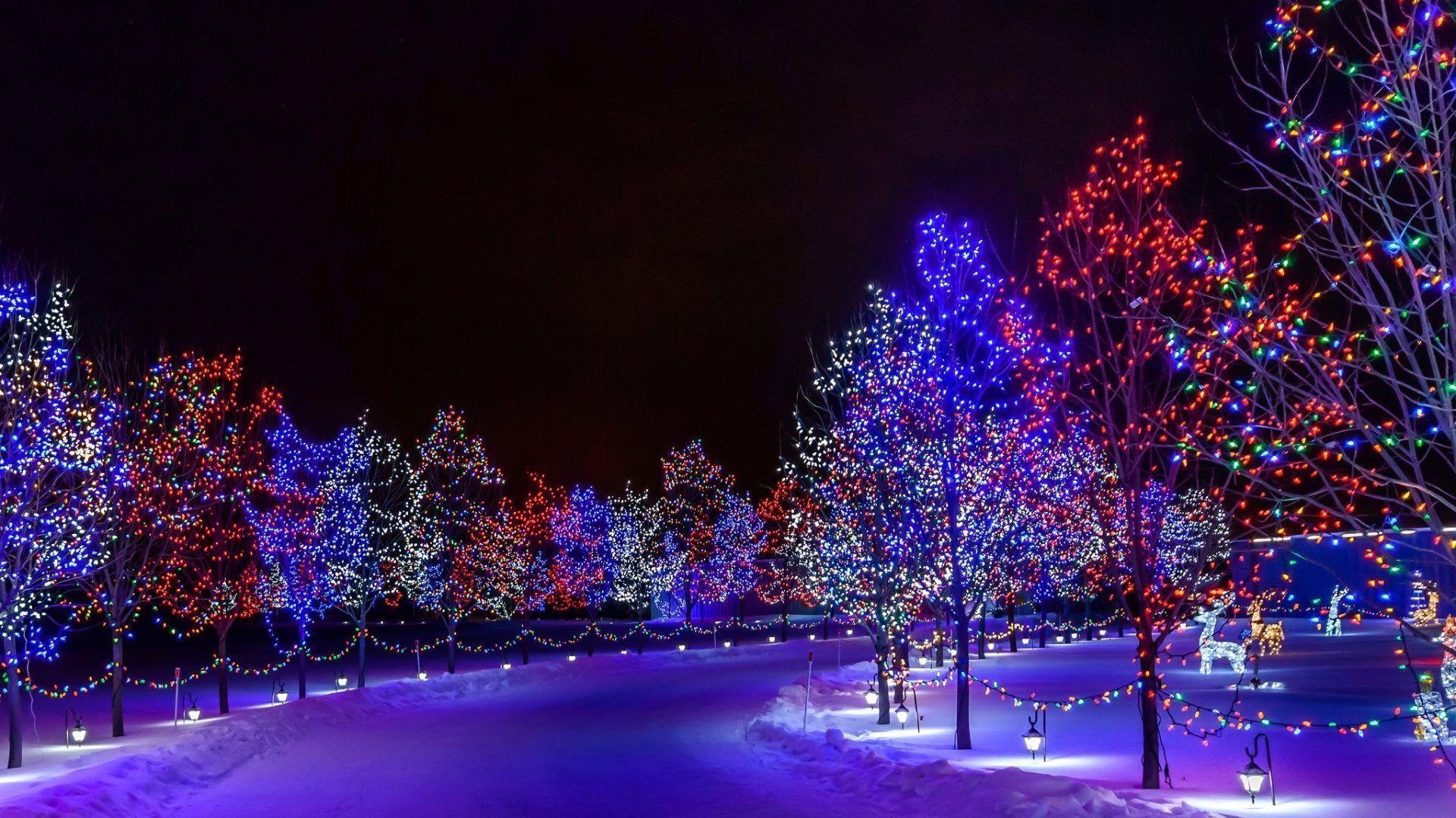 1920x1080 Christmas Light Snow Wallpaper