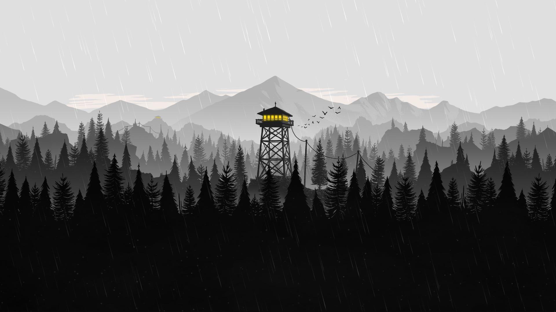 1920x1080 B&W Firewatch [1920x1080]. Kaws wallpaper, Firewatch, Laptop wallpaper desktop wallpaper
