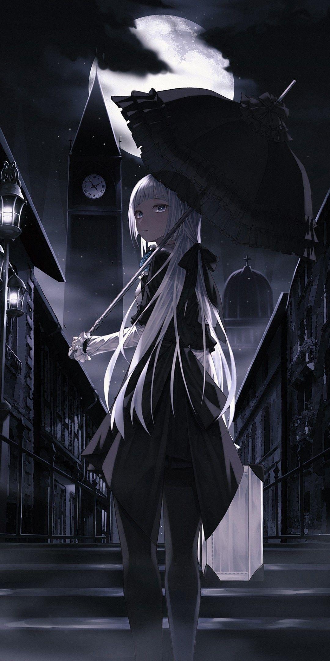 1080x2160 Black Anime Girl Wallpaper
