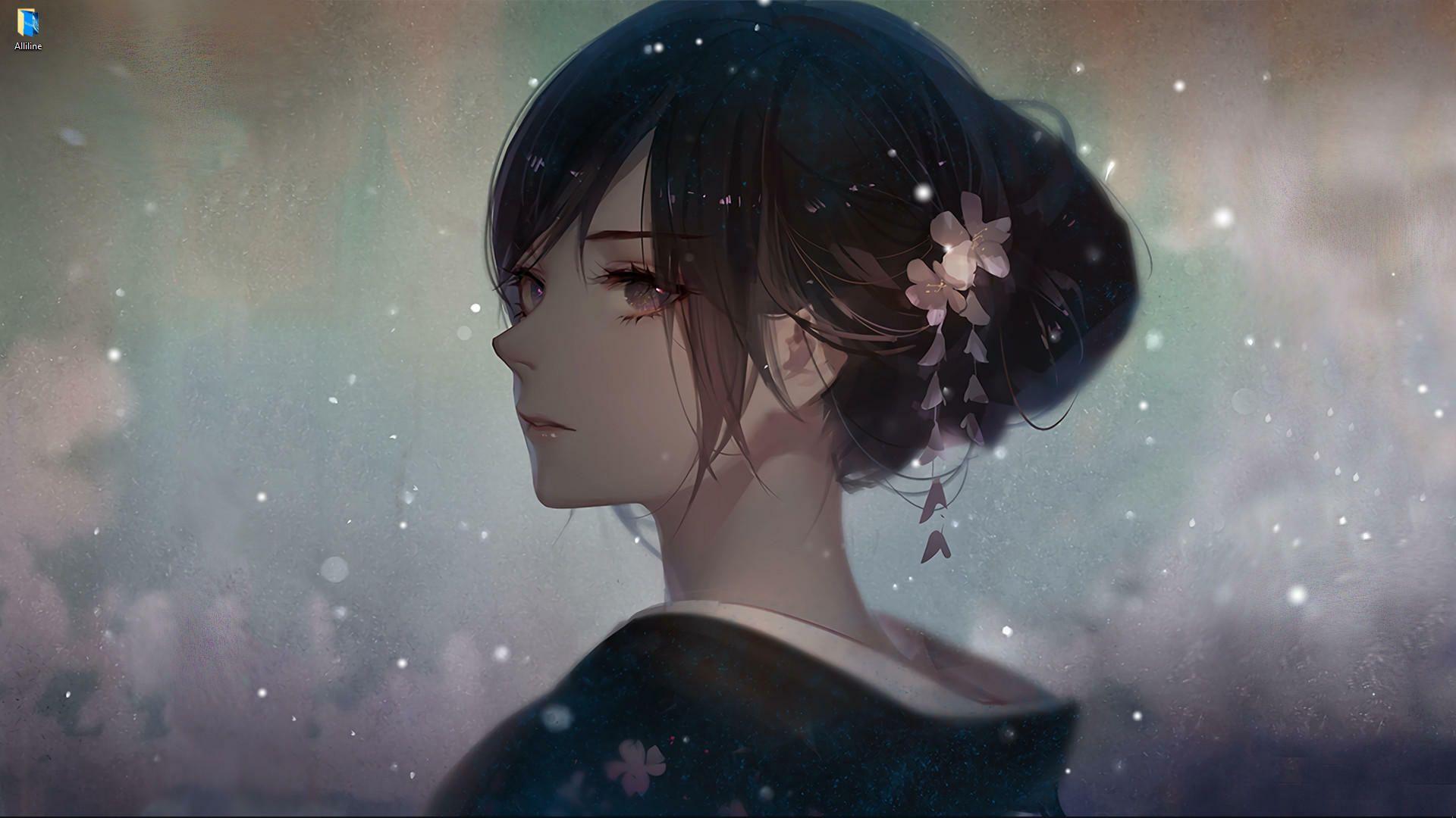 1920x1080 Black Haired Anime Girl Live Wallpaper [DOWNLOAD FREE]