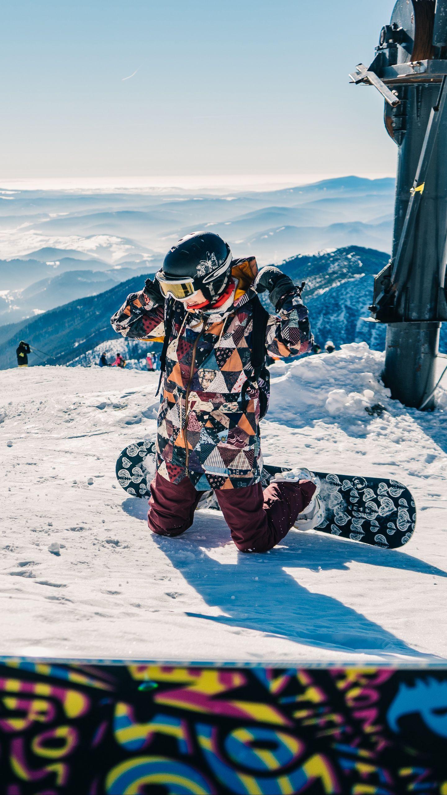 1440x2560 Wallpaper Snowboarder, Snowboarding, Mountain, Snow Background HD Wallpaper