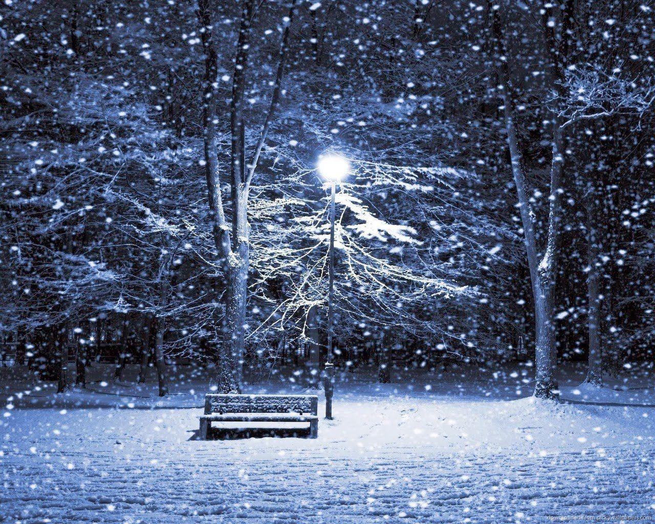 1280x1024 Night Snow Wallpaper Background