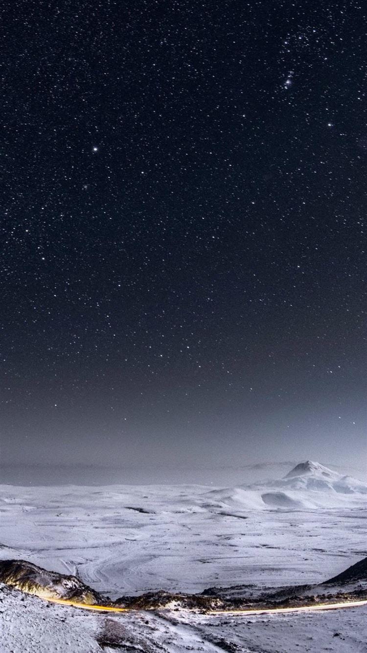 750x1334 Snow Mountain Night Space Meteor iPhone Wallpaper