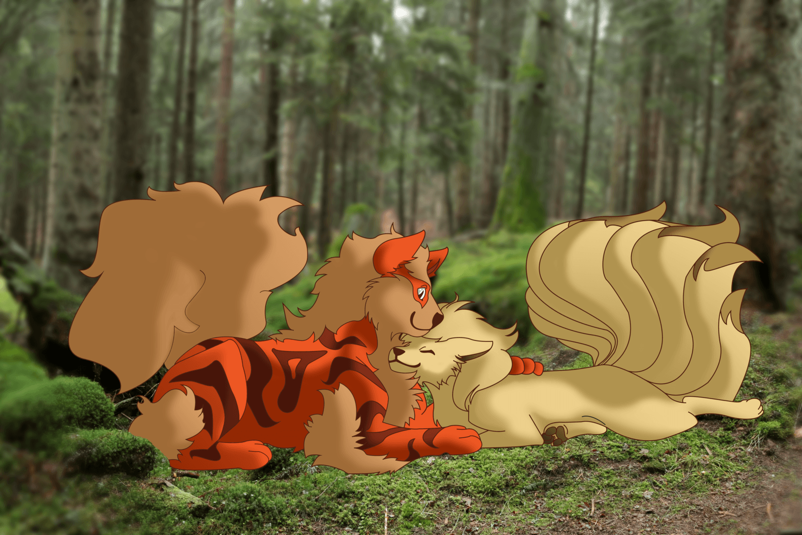 1600x1067 Arcanine and Ninetales- Commission