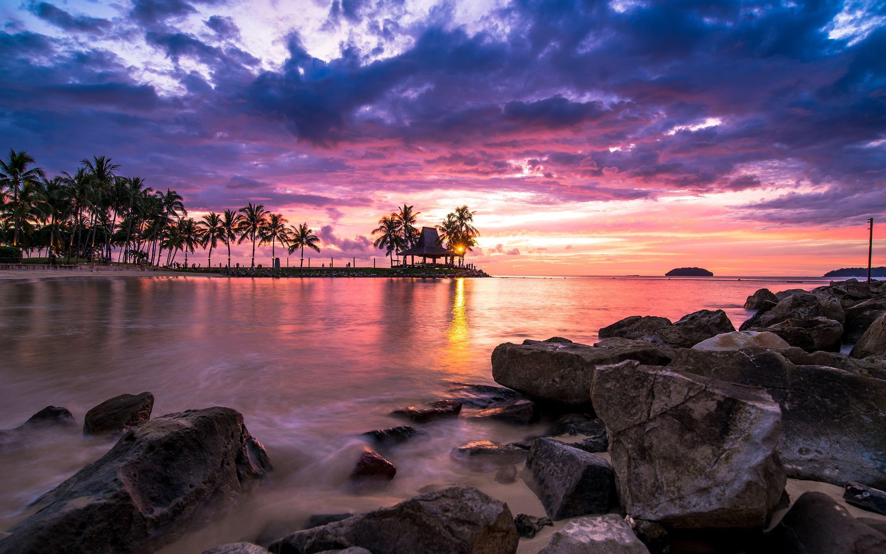 2880x1800 Beach Resort Sunset Definition Wallpaper. Sunset wallpaper, Beach wallpaper, Sunset landscape art