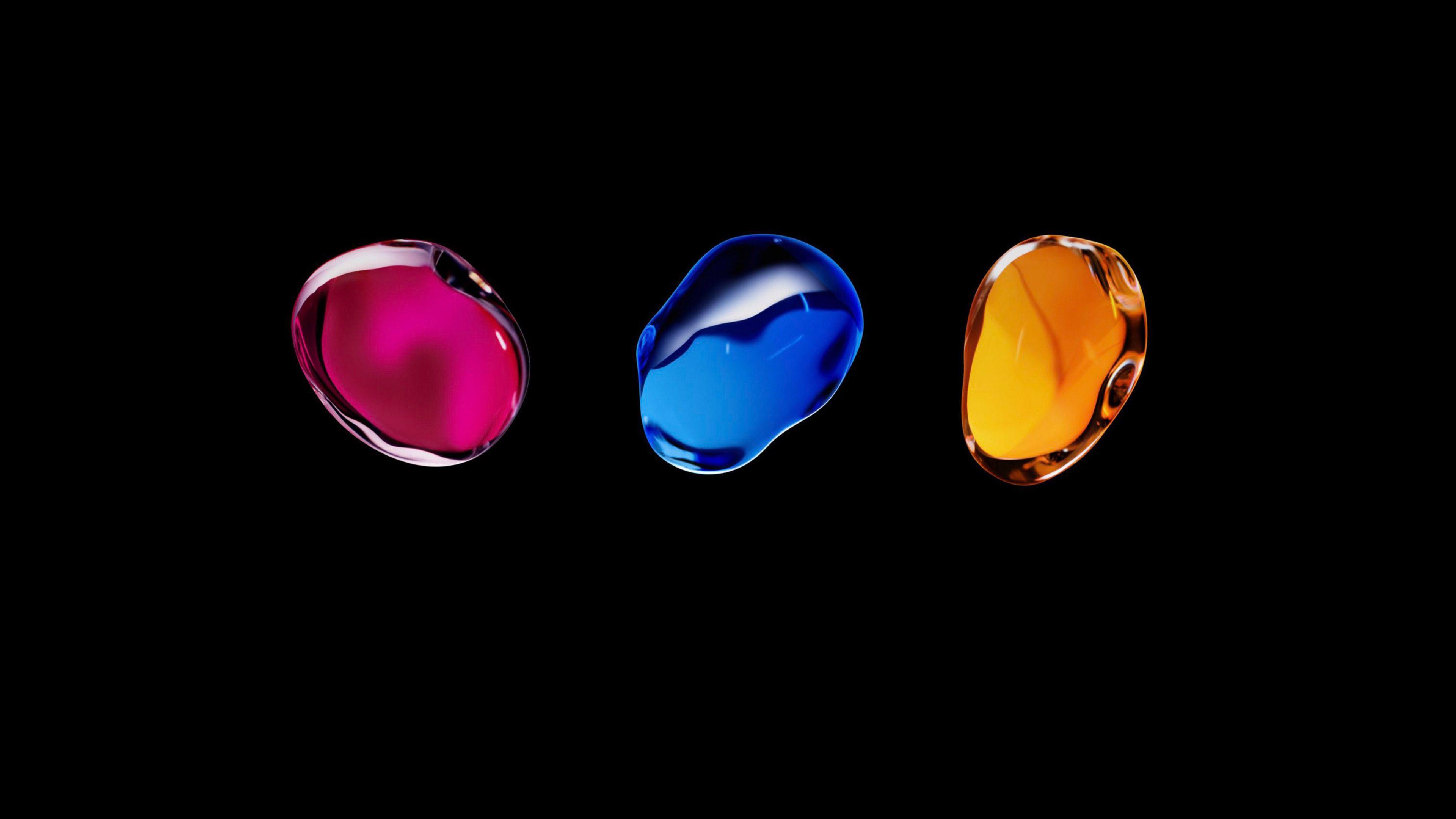 3840x2160 Ios 14 WWDC 2020 iPhone 12 iPados Pink Blue Yellow With Black Background Stock 4K HD Abstract Wallpaper