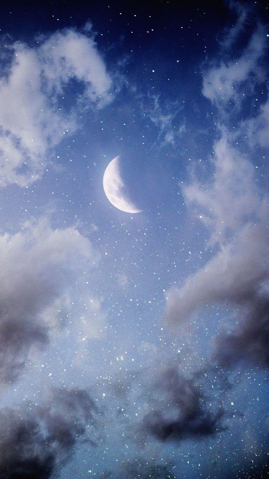 900x1600 Half moon #wallpaper #iphone #android #background #followme. Moon photography, Good night moon, Beautiful moon