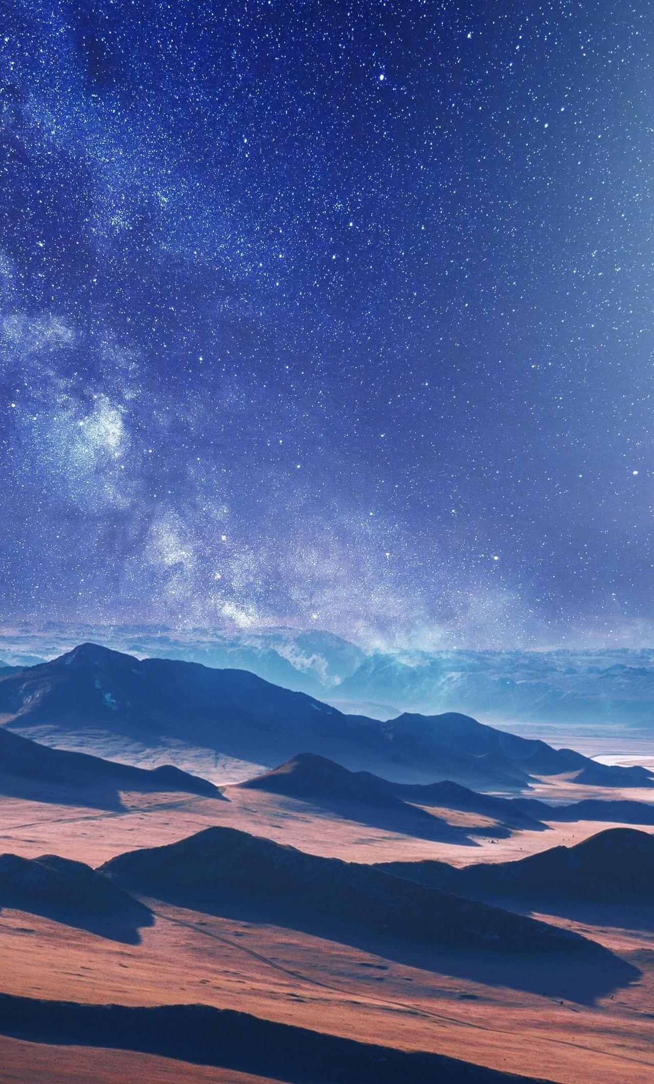 1280x2120 Download 1280x2120 wallpaper moon, desert, milky way, landscape, iphone 6 plus, 1280x2120 HD image, background, 22265