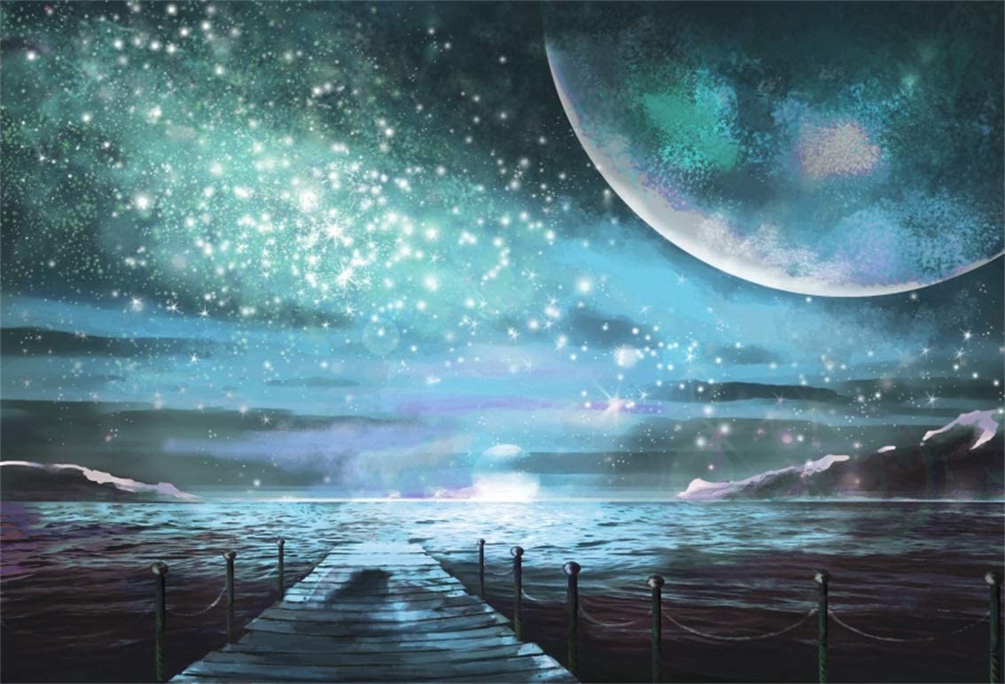 1134x772 Amazon.com : Leyiyi 6x4ft Milky Way Backdrop Bokeh Starry Sky Twinkle Stars Moonlight on Lake Water Peaceful Evening Round Moon Bridge Photo Background Kids Birthday Portrait Shoot Studio Vinyl Prop Wallpaper