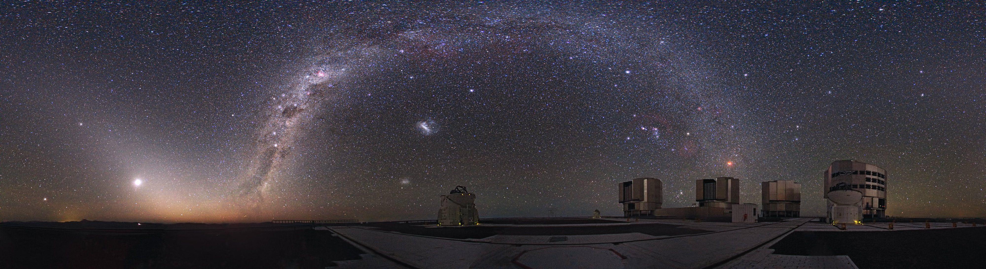 4000x1092 galaxy the milky way Orion the moon telescope Venus night the sky stars constellation HD wallpaper