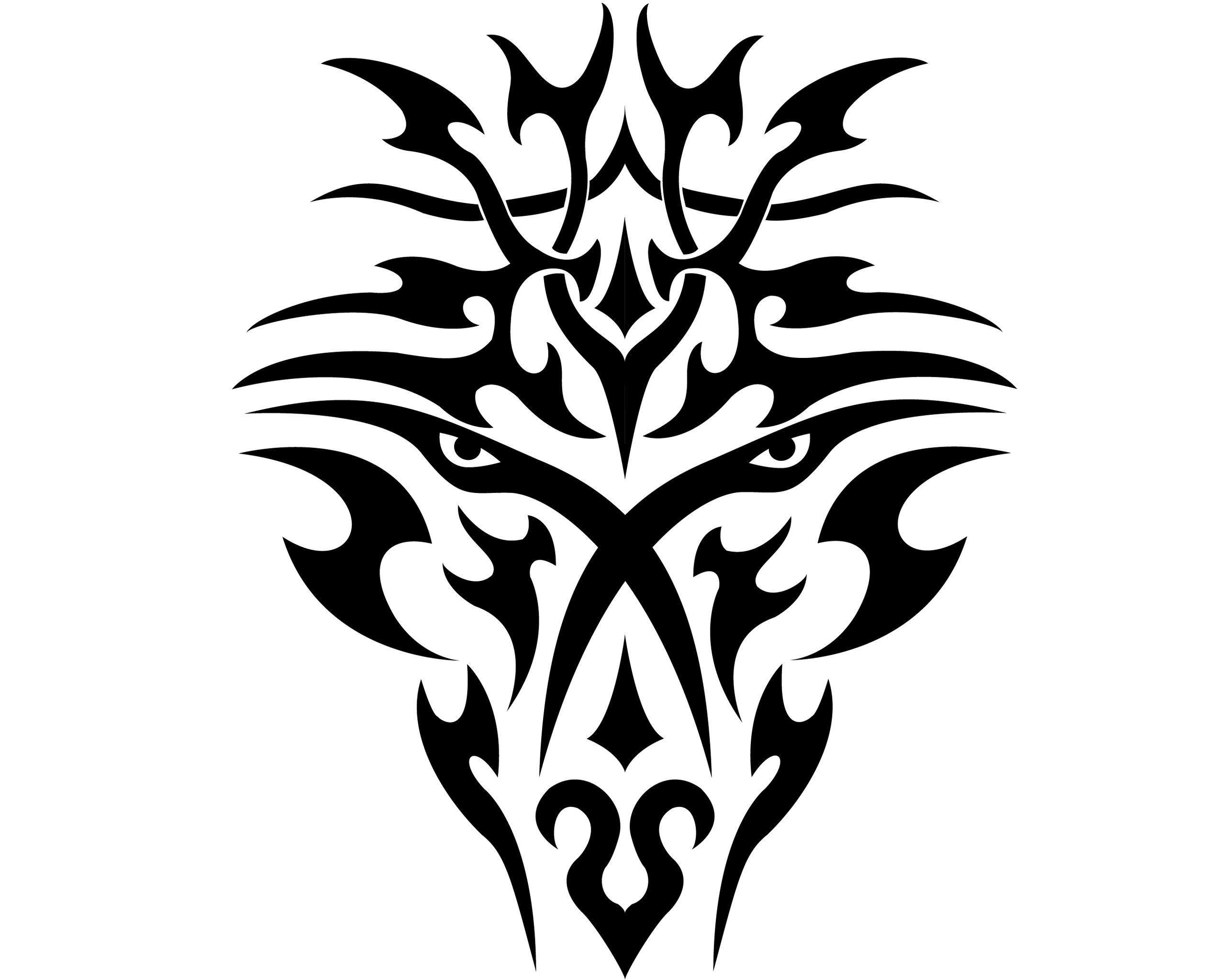 2560x2048 Dragon Face Tribal Tattoo