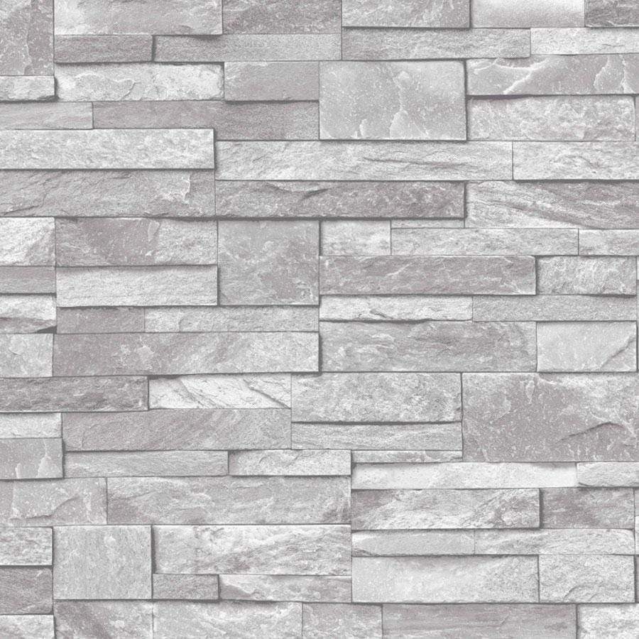 900x900 Grandeco Stone Brick Effect Light Grey Wallpaper