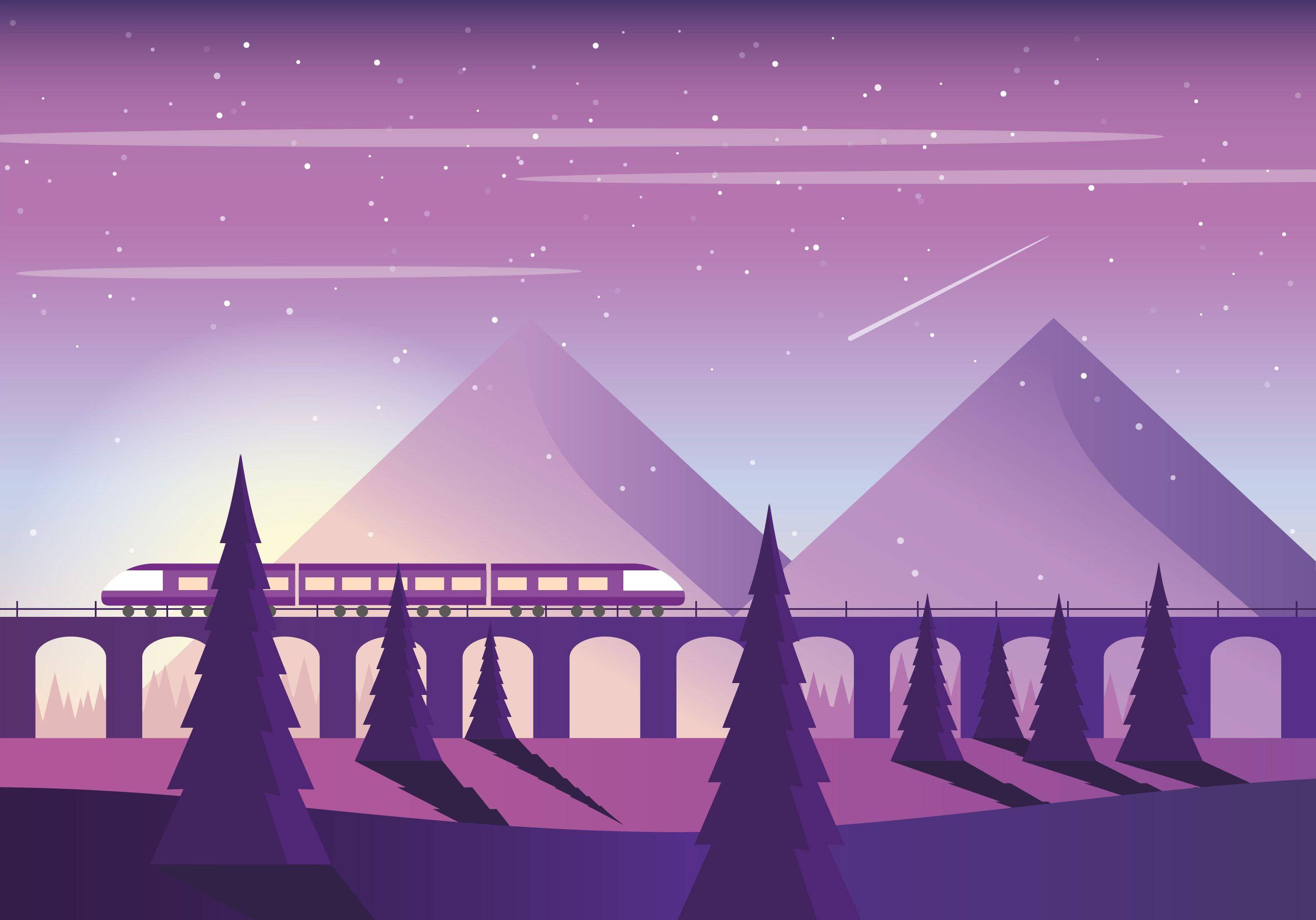2998x2097 Vector Purple Landscape Illustration. Landscape illustration, Desktop wallpaper art, Minimalist wallpaper