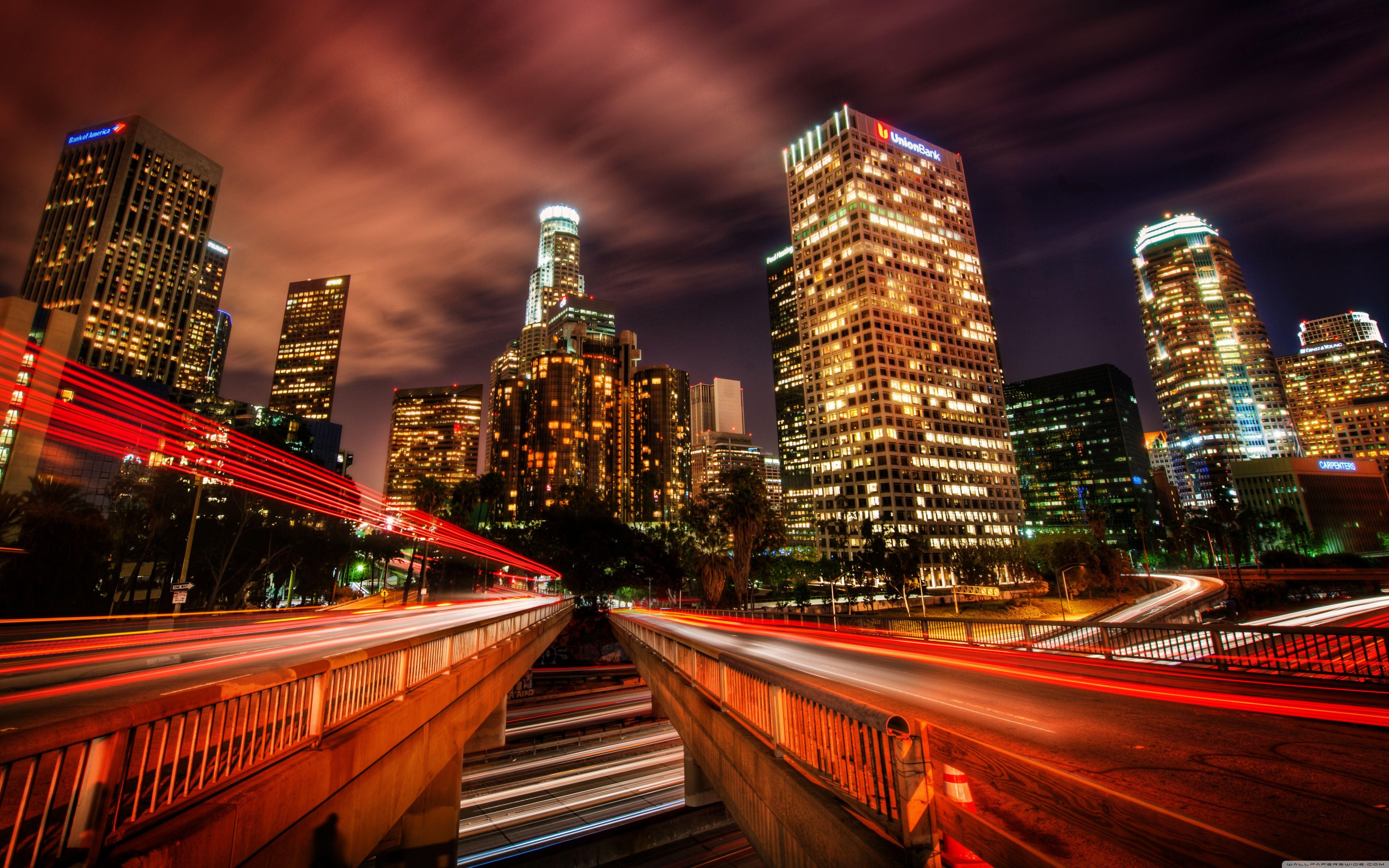 5120x3200 Los Angeles at Night 4K Wallpaper .