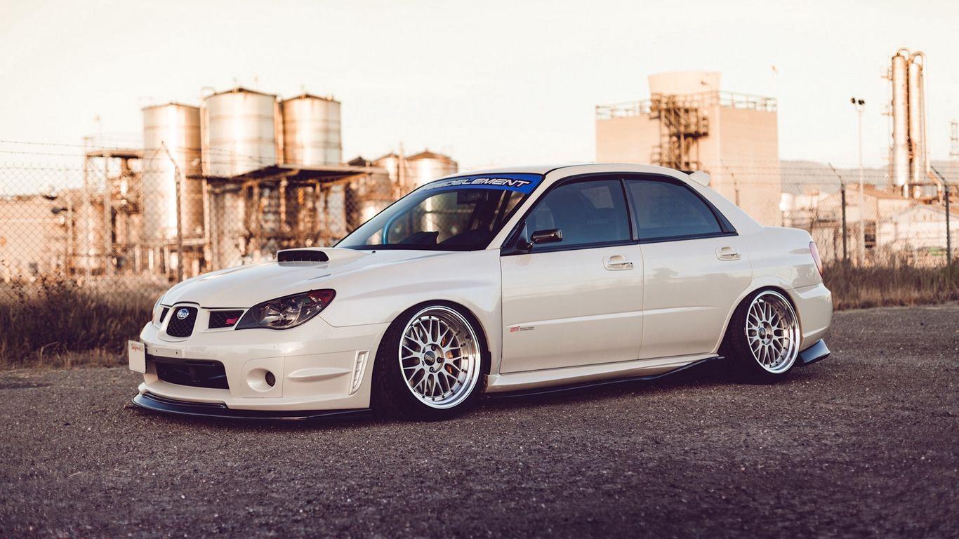 1366x768 Download wallpaper 1366x768 subaru impreza, wrx sti, cars, style, white tablet, laptop HD background