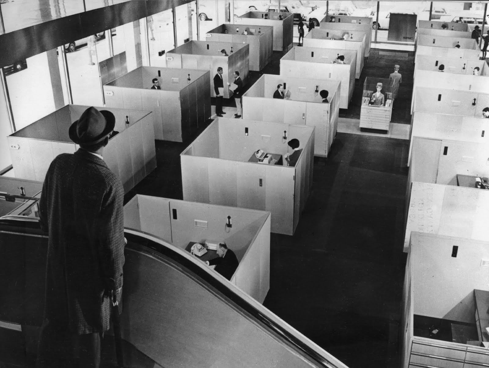 1600x1205 Rectangular white wooden dining table with chairs set, Jacques Tati, Monsieur Hulot, Playtime, office HD wallpaper