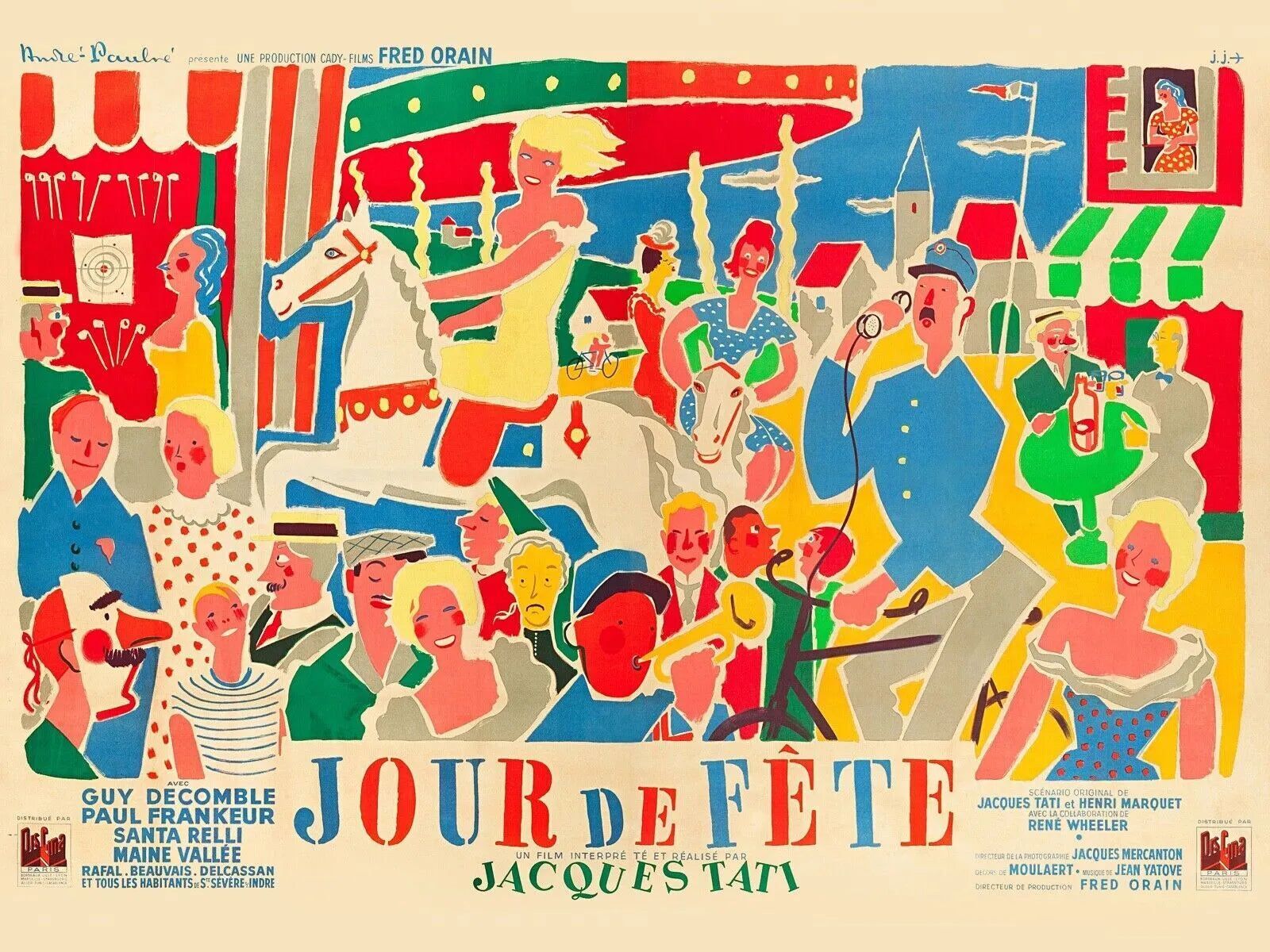 1600x1200 THE BIG DAY, JACQUES TATI, VINTAGE HQ CINEMA POSTER REPRINT